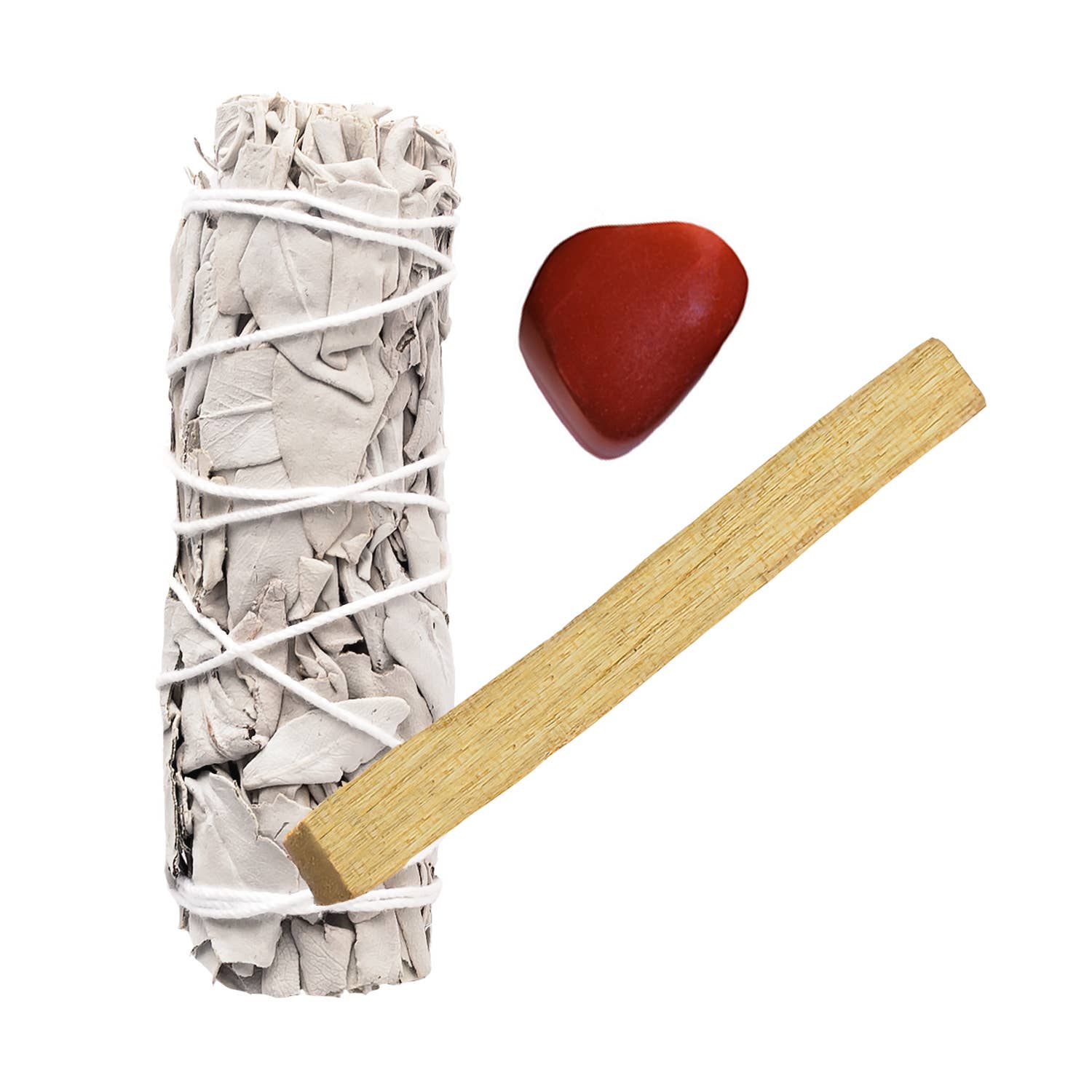 White Sage, Red Jasper Stone, Palo Santo Bundle