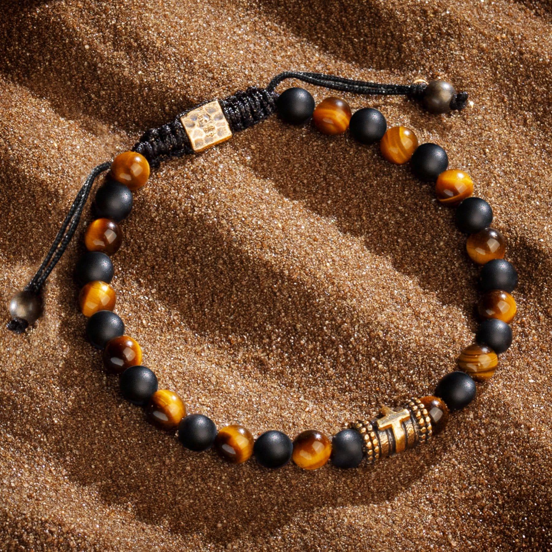 Sacred Temple - Tiger's Eye Onyx Cross Bracelet