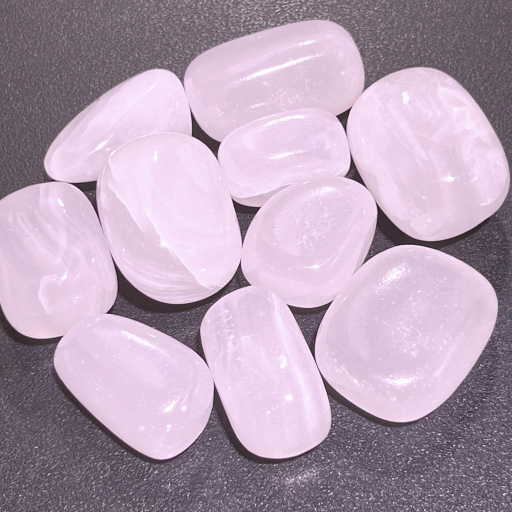 Extra Quality Pink Mangano Calcite Tumbled Stones (UV Reactive)(By The Piece Or Pound) Bulk Wholesale Gemstones Decor Supply