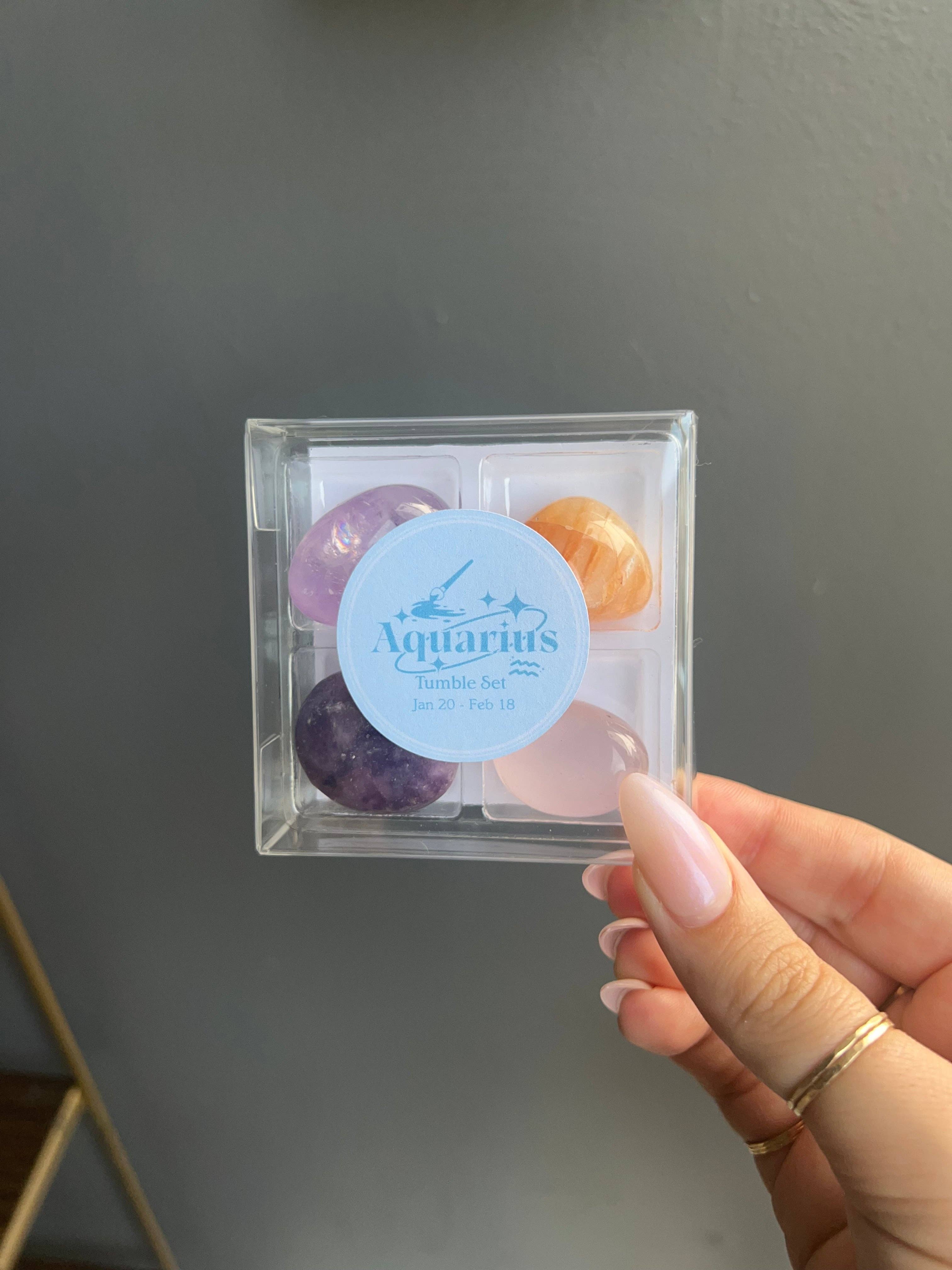 Aquarius Zodiac Tumbled Crystal Set - Innovation & Clarity