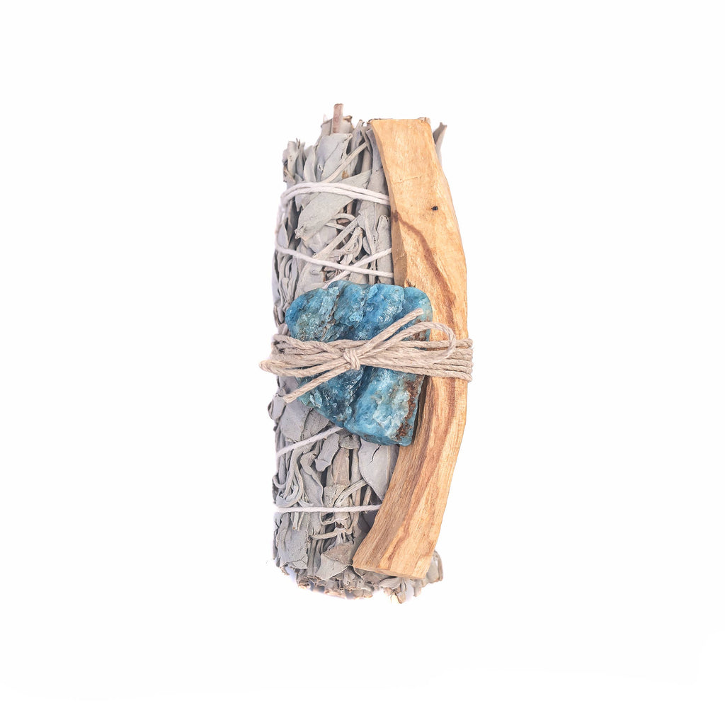 White Sage, Rough Blue Apatite, Palo Santo Bundle