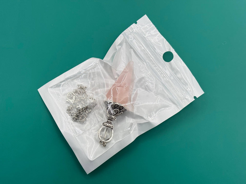 Black Obsidian Double Cap Pendulum with Silver Plate Chain