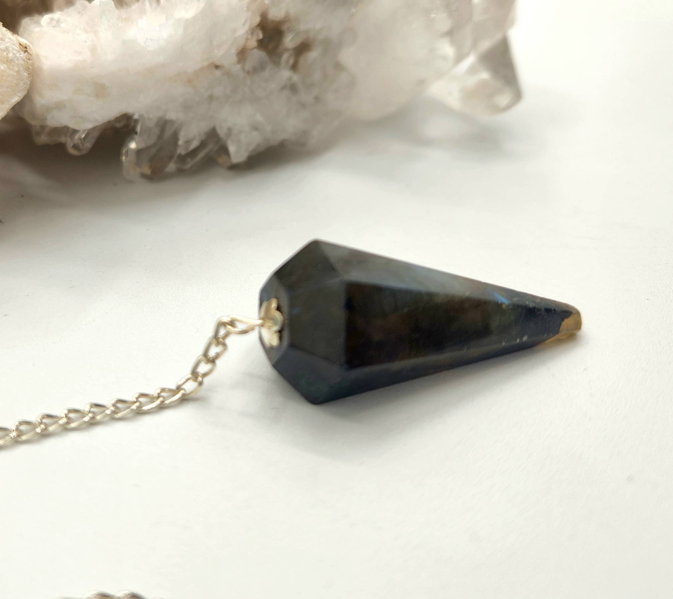 Labradorite Pendulum w/Silver Plated Chain