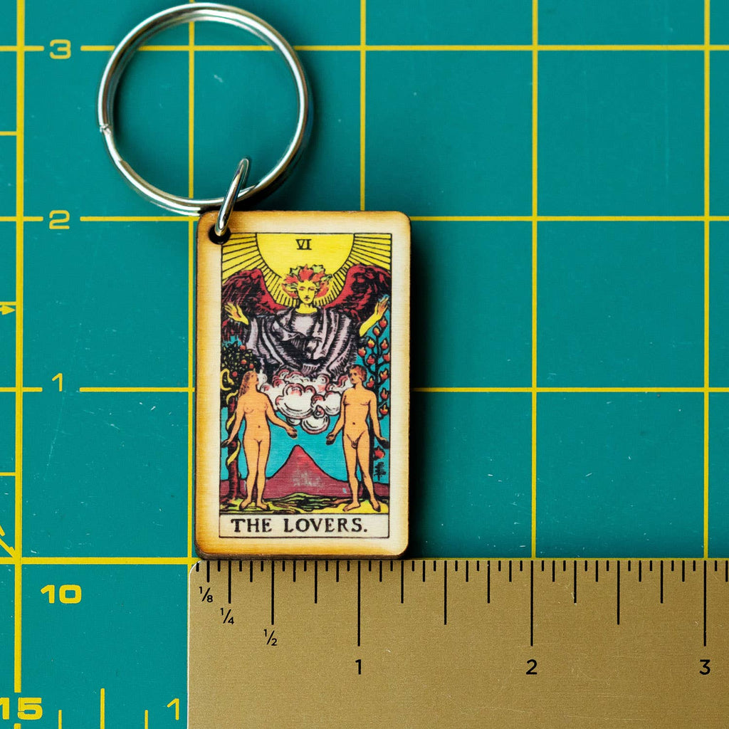 Tarot - 6 - The Lovers Full Color Wooden Keychain