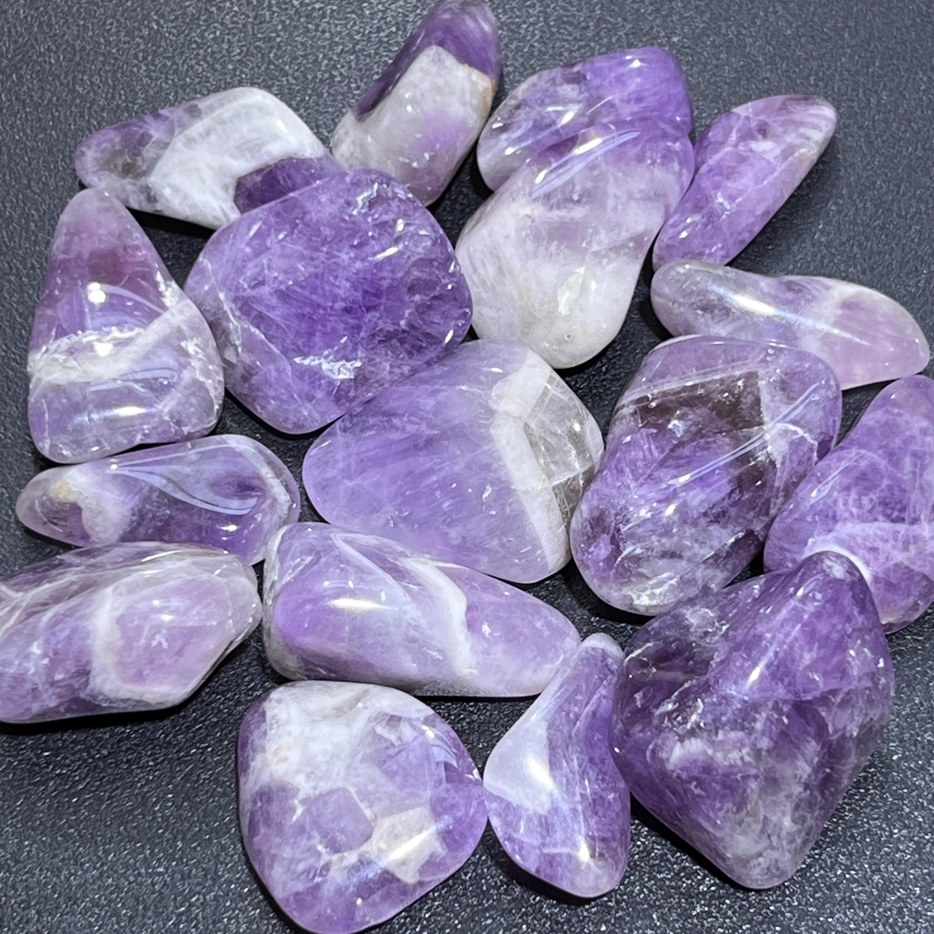 Chevron Banded Amethyst Crystal Tumbled Stones (By The Piece Or Pound) Wholesale