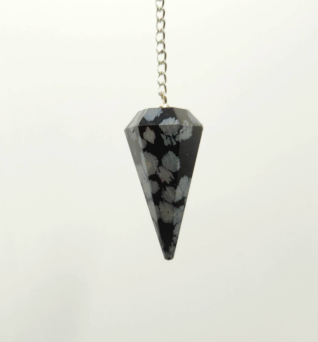 Snowflake Obsidian Pendulum w/Silver Plated Chain