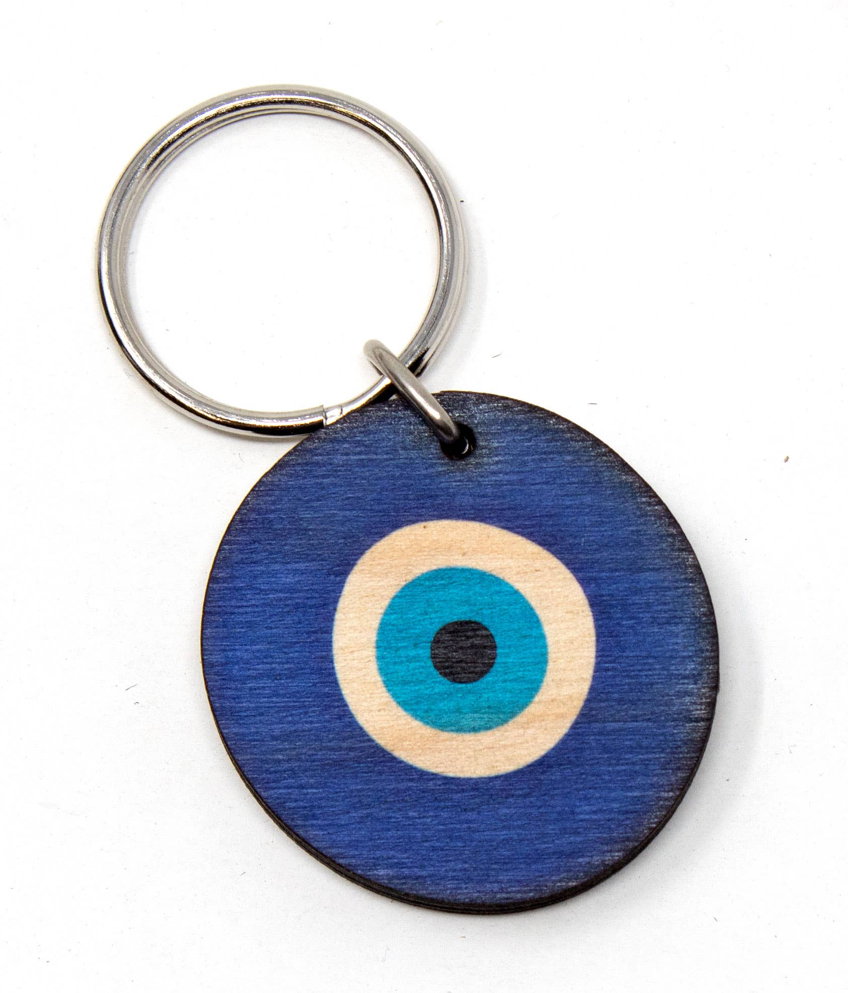 Evil Eye Full Color Wooden Keychain - Zipper Pull