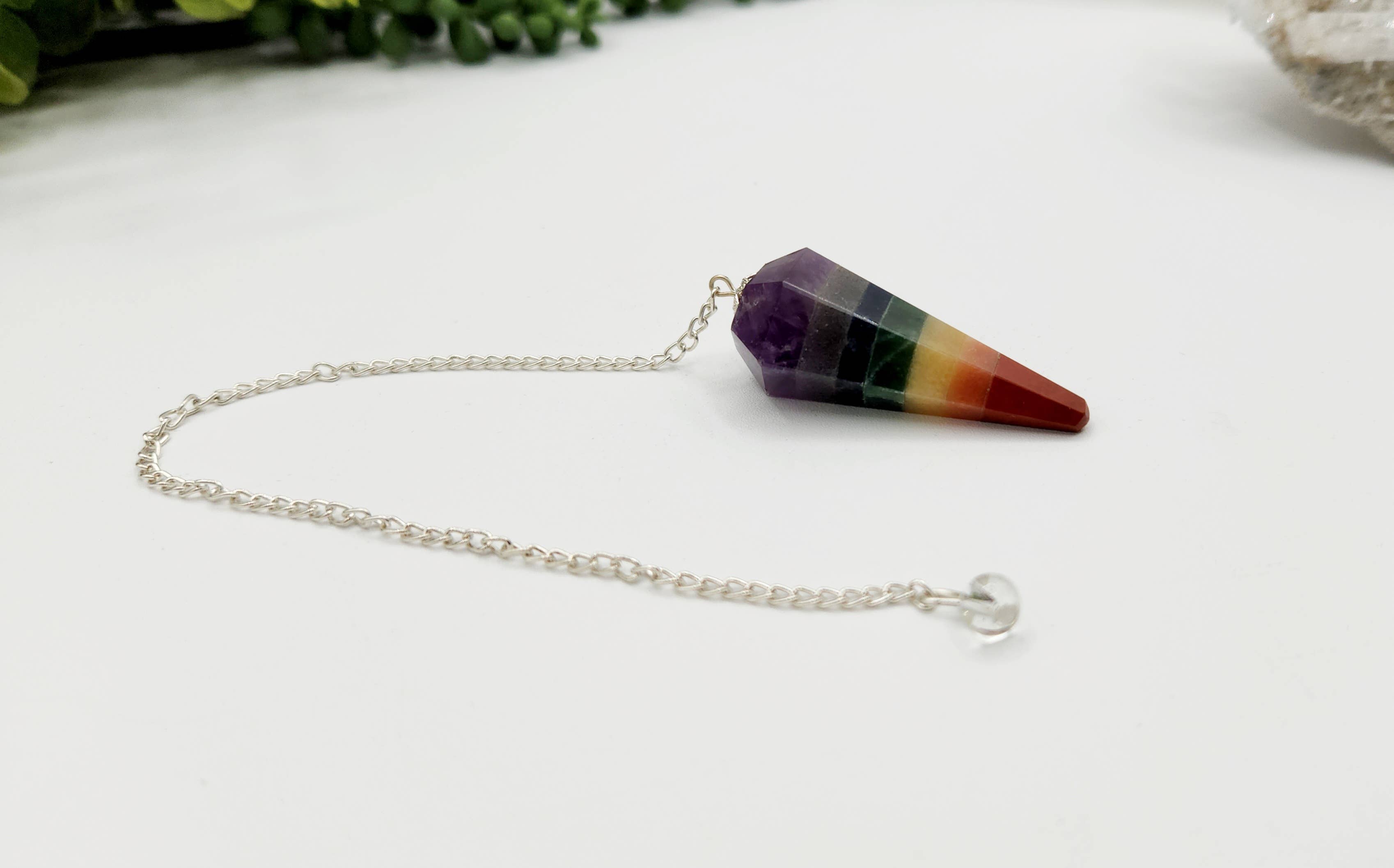 Seven Chakra Pendulum w/Silver Color Chain