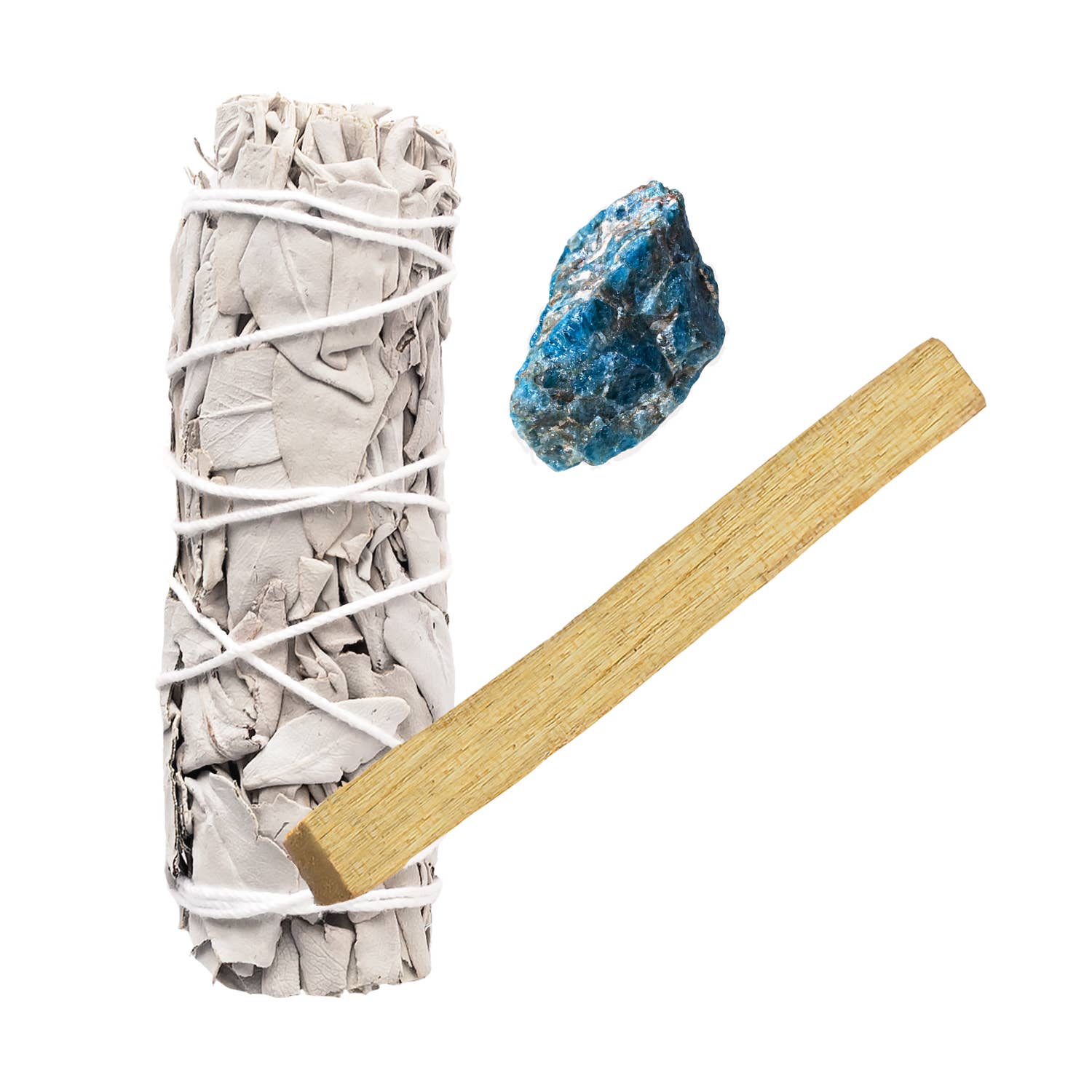 White Sage, Rough Blue Apatite, Palo Santo Bundle