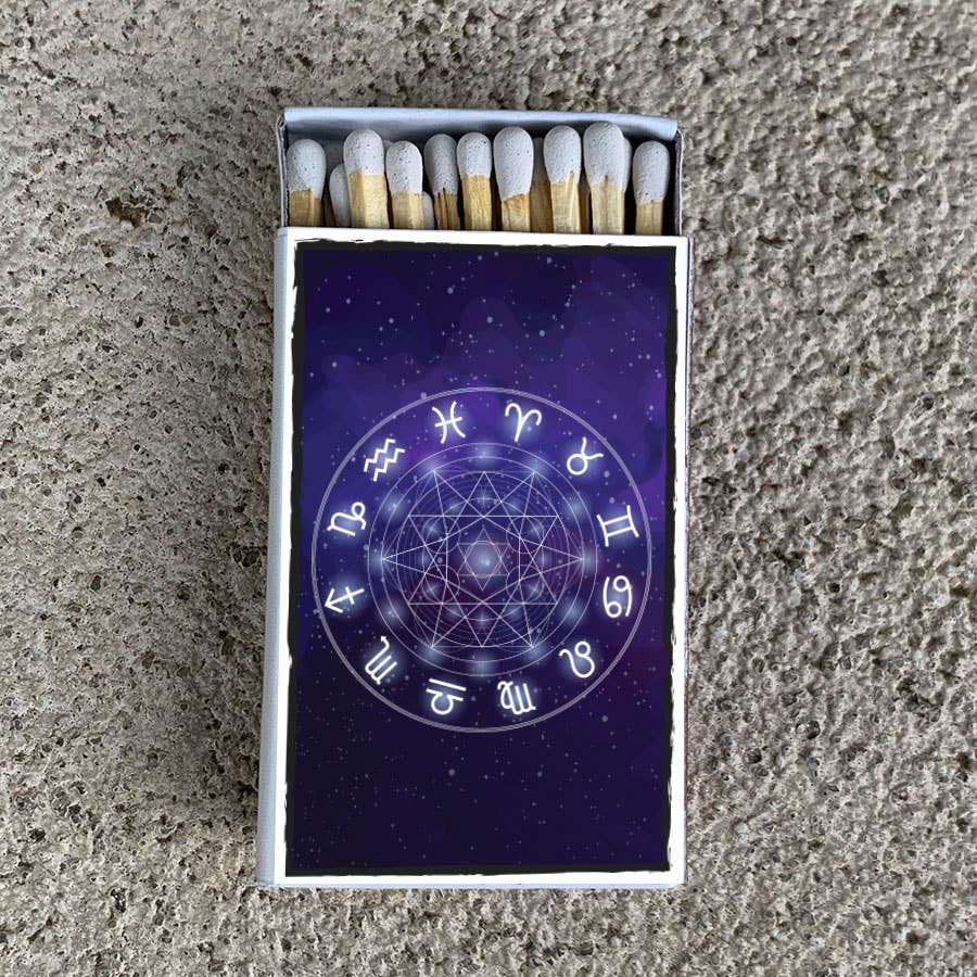 Zodiac Wheel Matchbox • Decorative Matches • Candle Acc