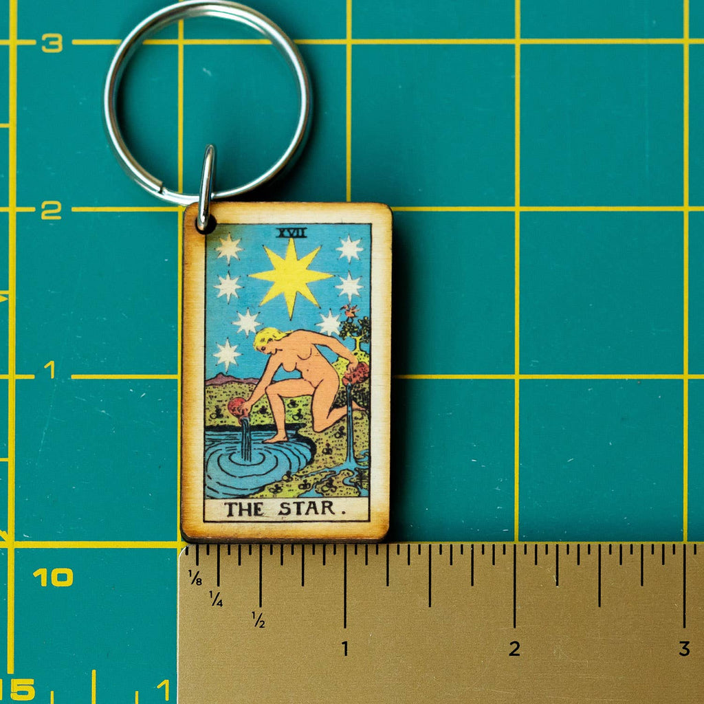 Tarot - 17 - The Star Full Color Wooden Keychain