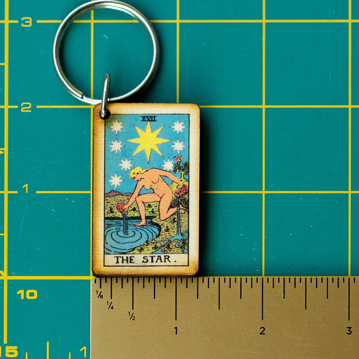 Tarot - 17 - The Star Full Color Wooden Keychain