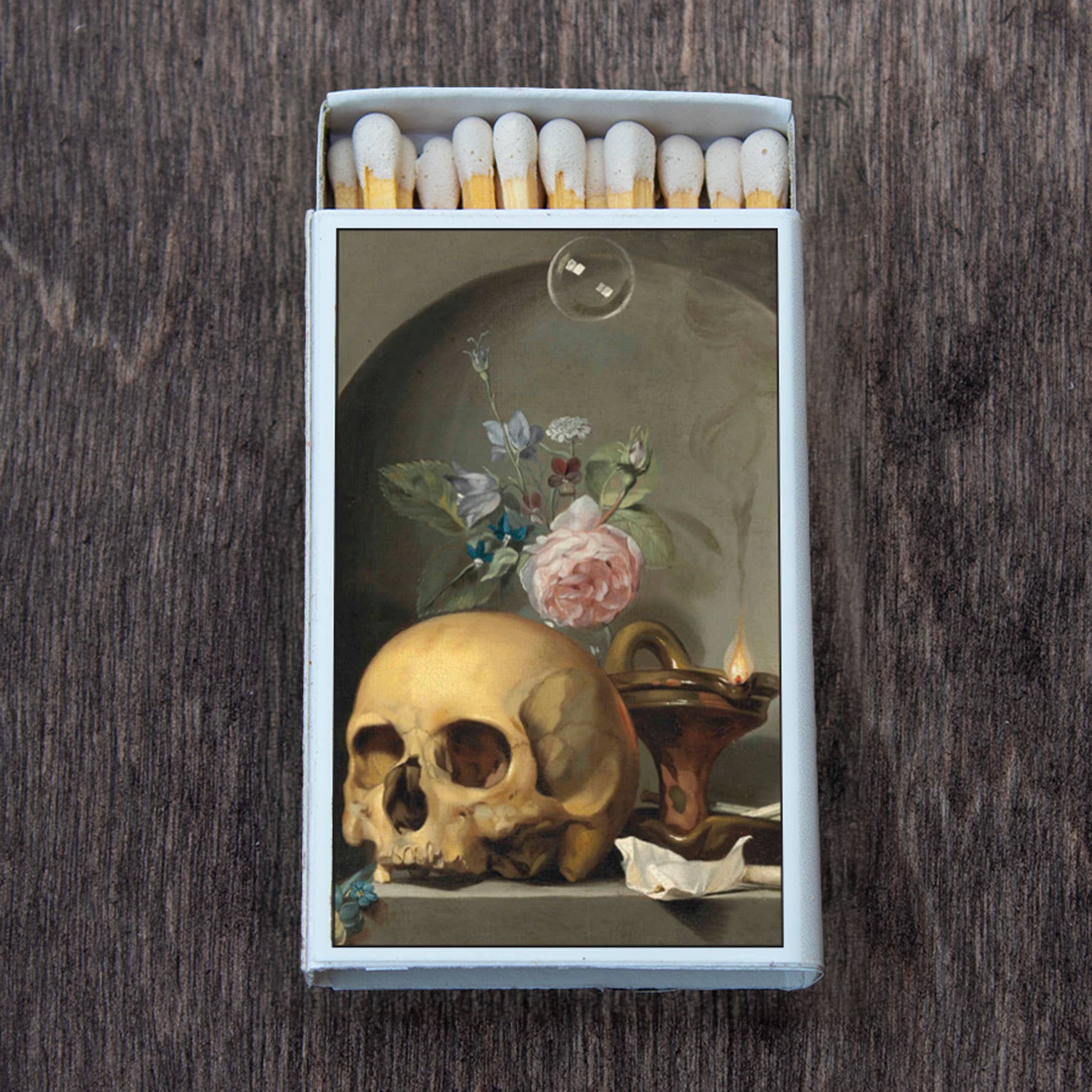 Skull with Bubble Matchbox Candle Acc • Decorative Matches
