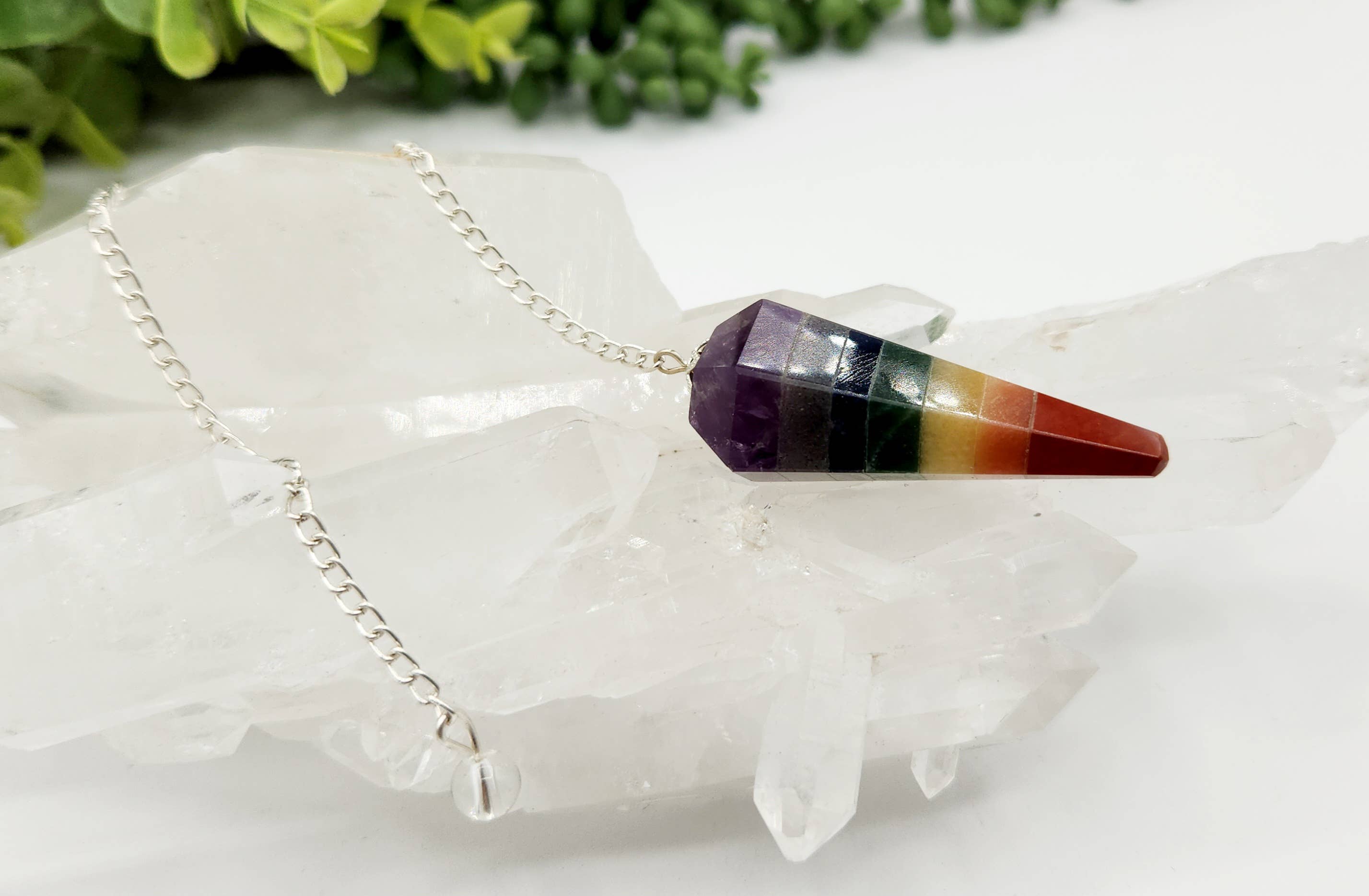 Seven Chakra Pendulum w/Silver Color Chain