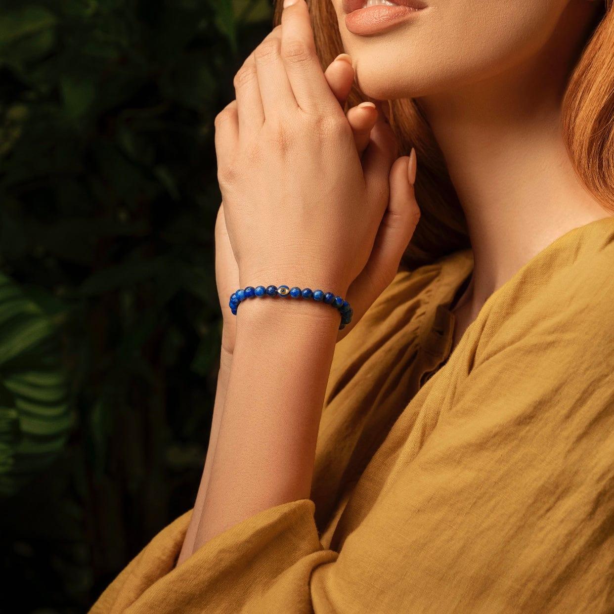 Wise Guidance - Lapis September Birthstone Evil Eye Bracelet