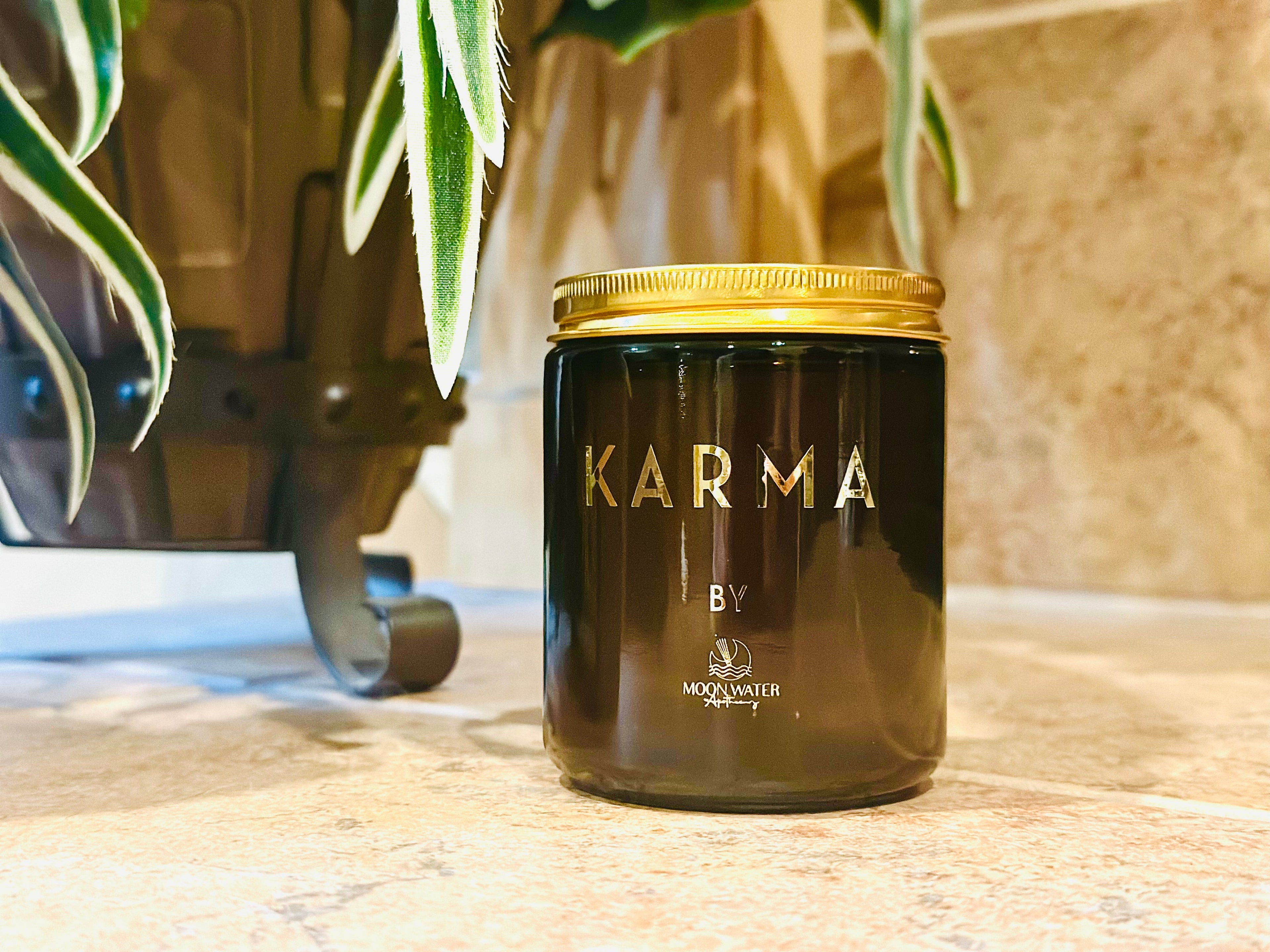 KARMA CANDLE - HIDDEN CRYSTALS INSIDE! Organic Soy 8oz, Insanely long lasting!