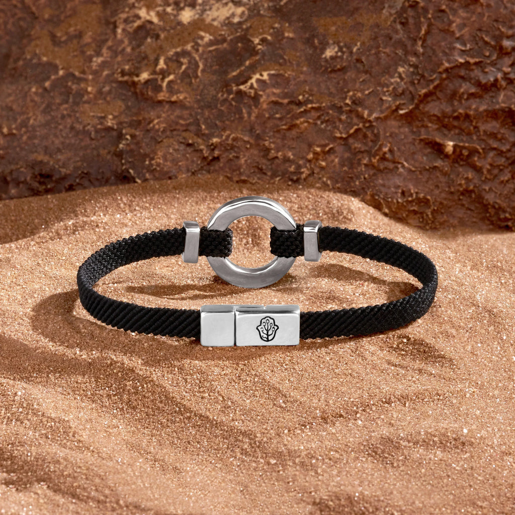 Positive Vibrations Malachite Karma Circle Men’s Black String Bracelet