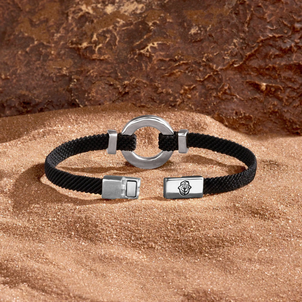 Positive Vibrations Malachite Karma Circle Men’s Black String Bracelet