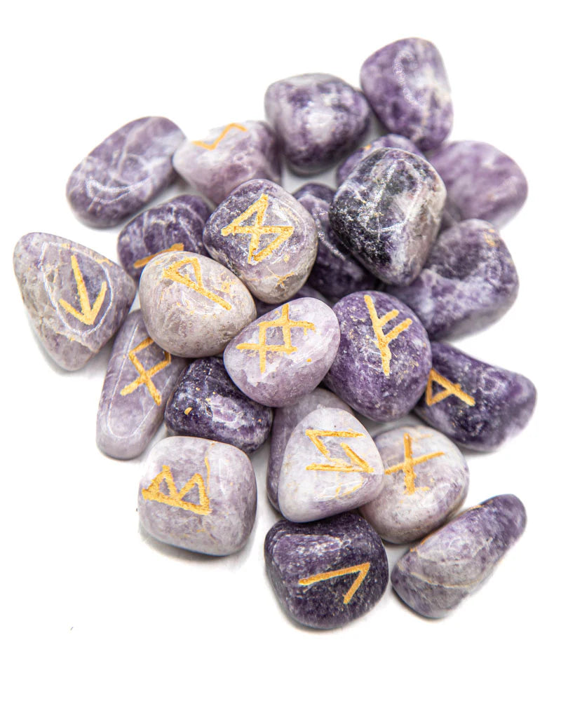 Lepidolite Rune Set