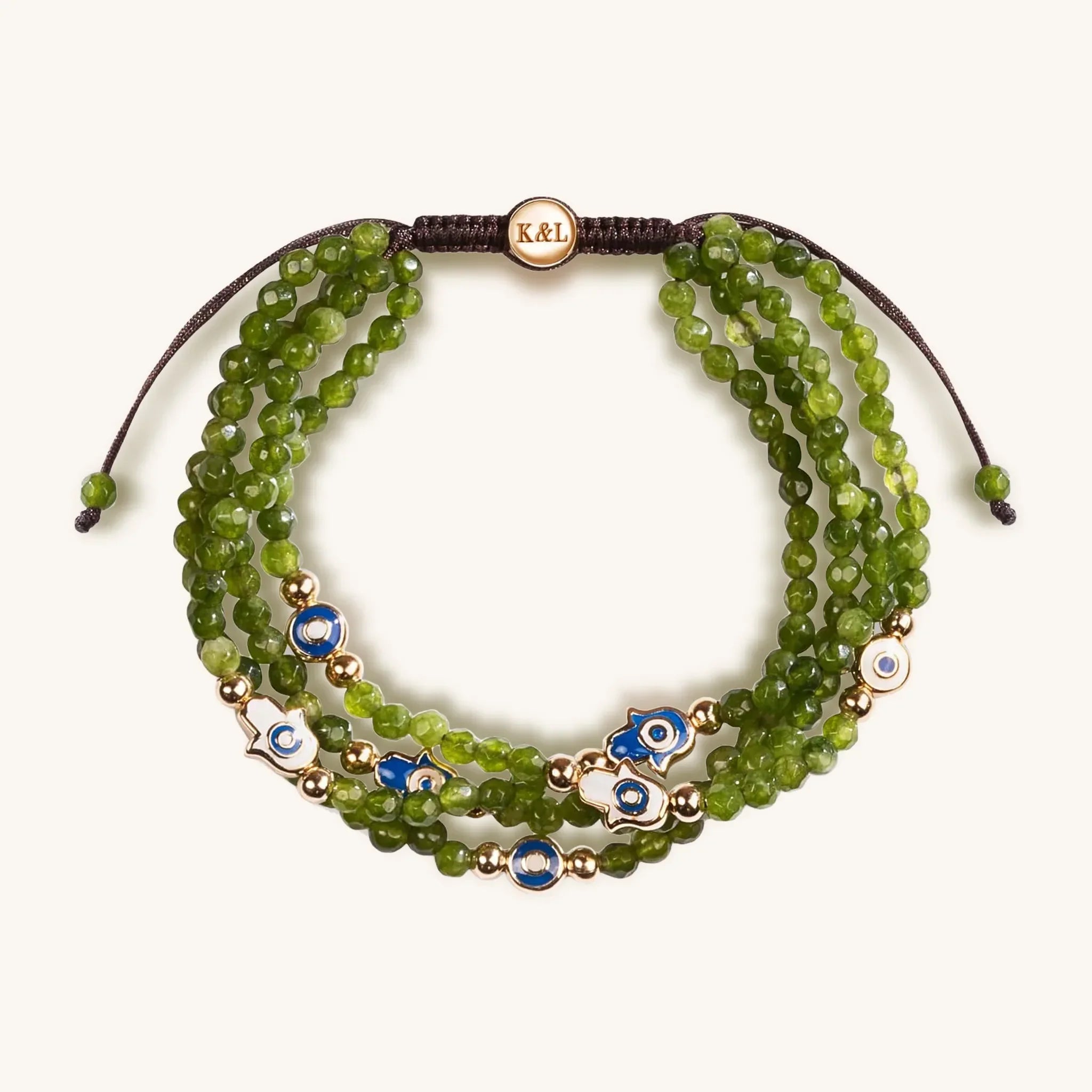 Lucky Shield - Jade Enamel Evil Eye Hamsa Bracelet