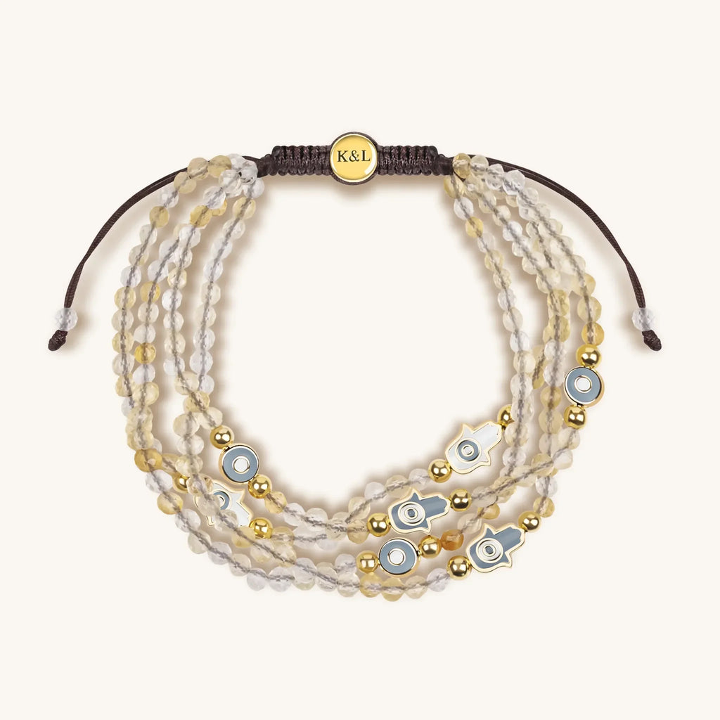 Joyous Temperament - Citrine Hamsa Evil Eye Charm Bracelet