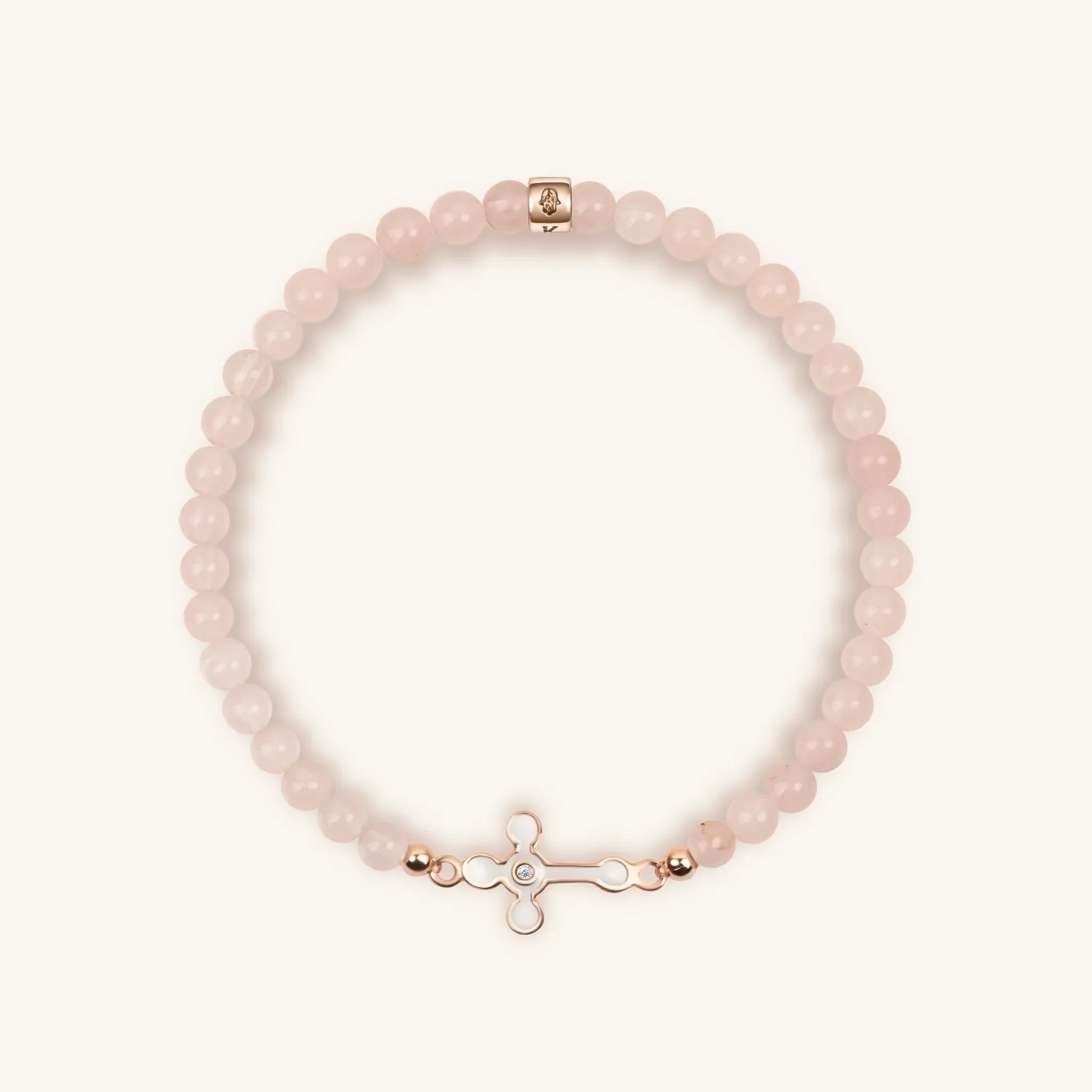 Loyal Support - Rose Quartz Diamond Cross Bracelet