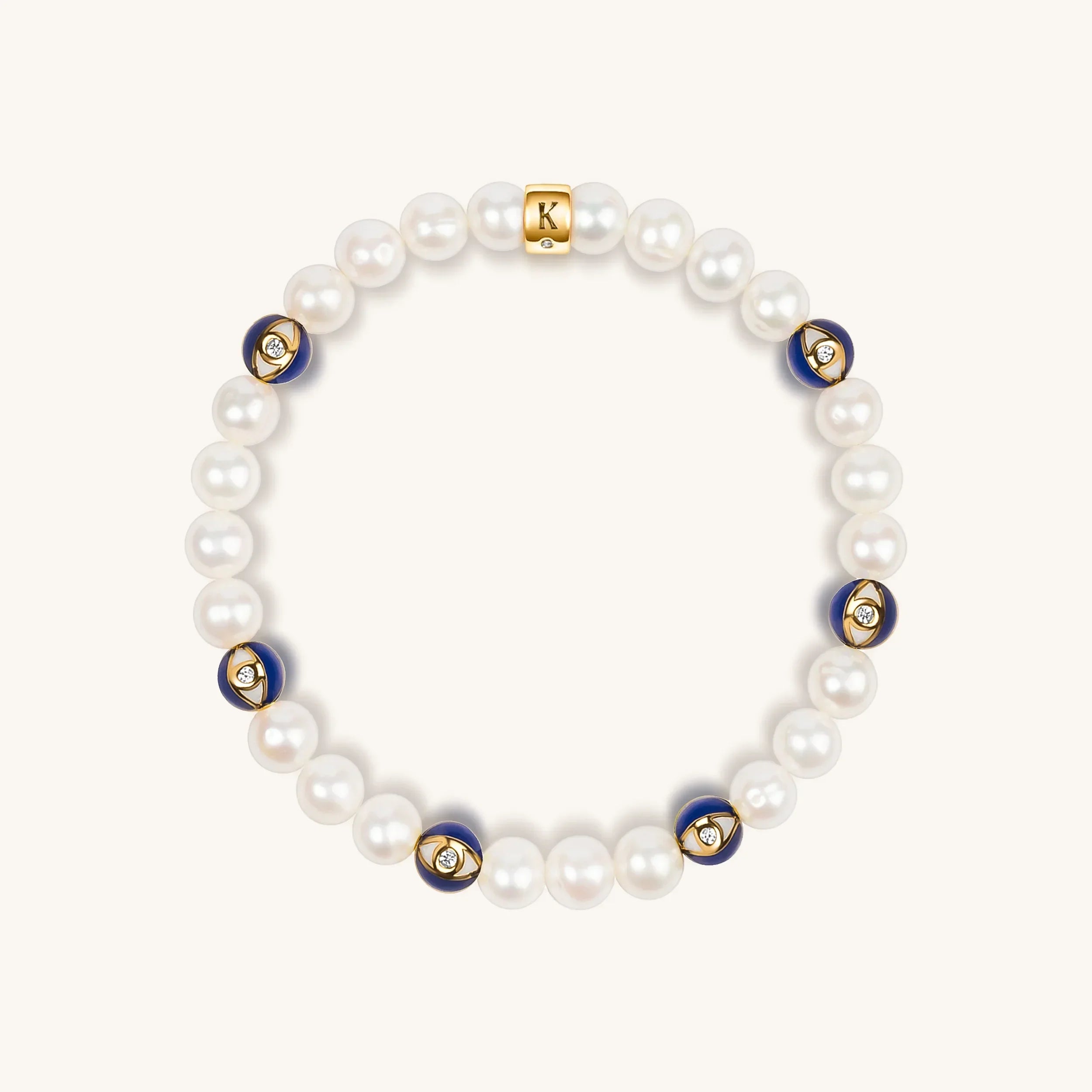 Blessed Life Evil Eye Pearl Stretch Bracelet