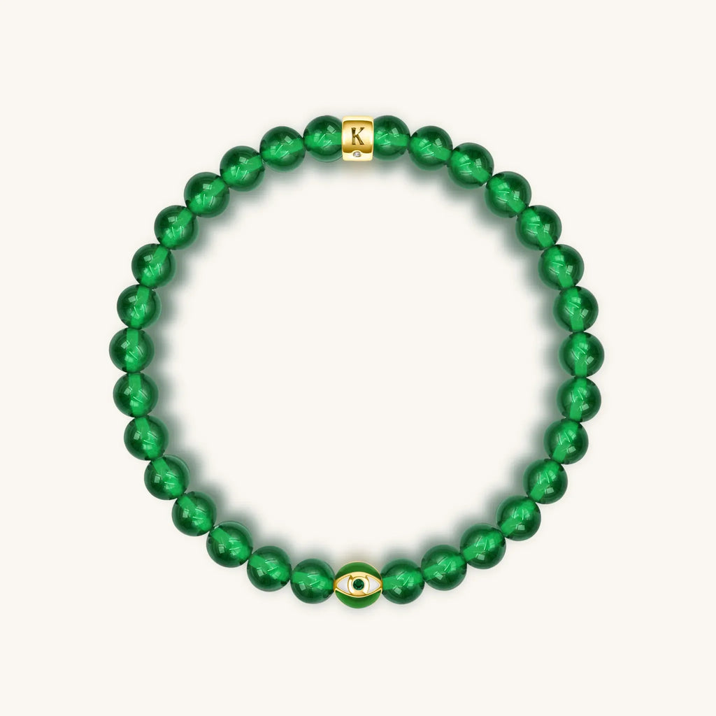 Vital Harmony - Emerald Agate May Birthstone Evil Eye Bracelet
