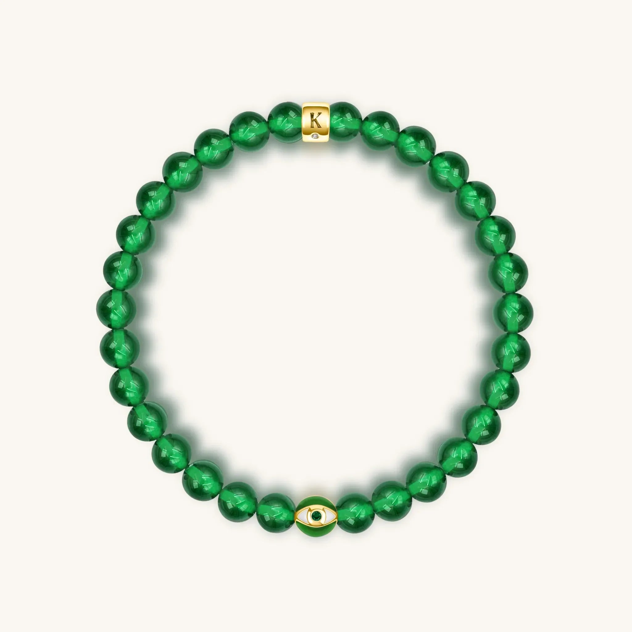 Vital Harmony - Emerald Agate May Birthstone Evil Eye Bracelet