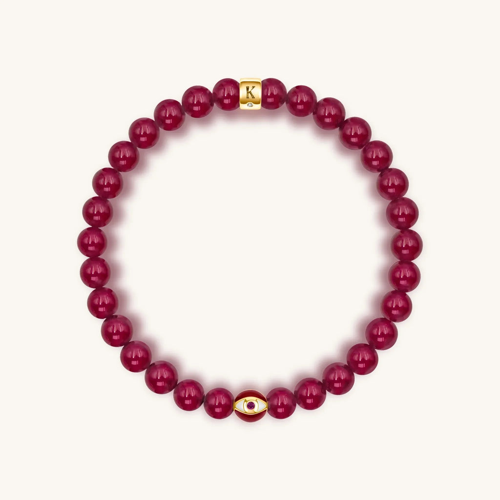 Conscious Motivation - Ruby Agate July Birthstone Evil Eye Bracelet