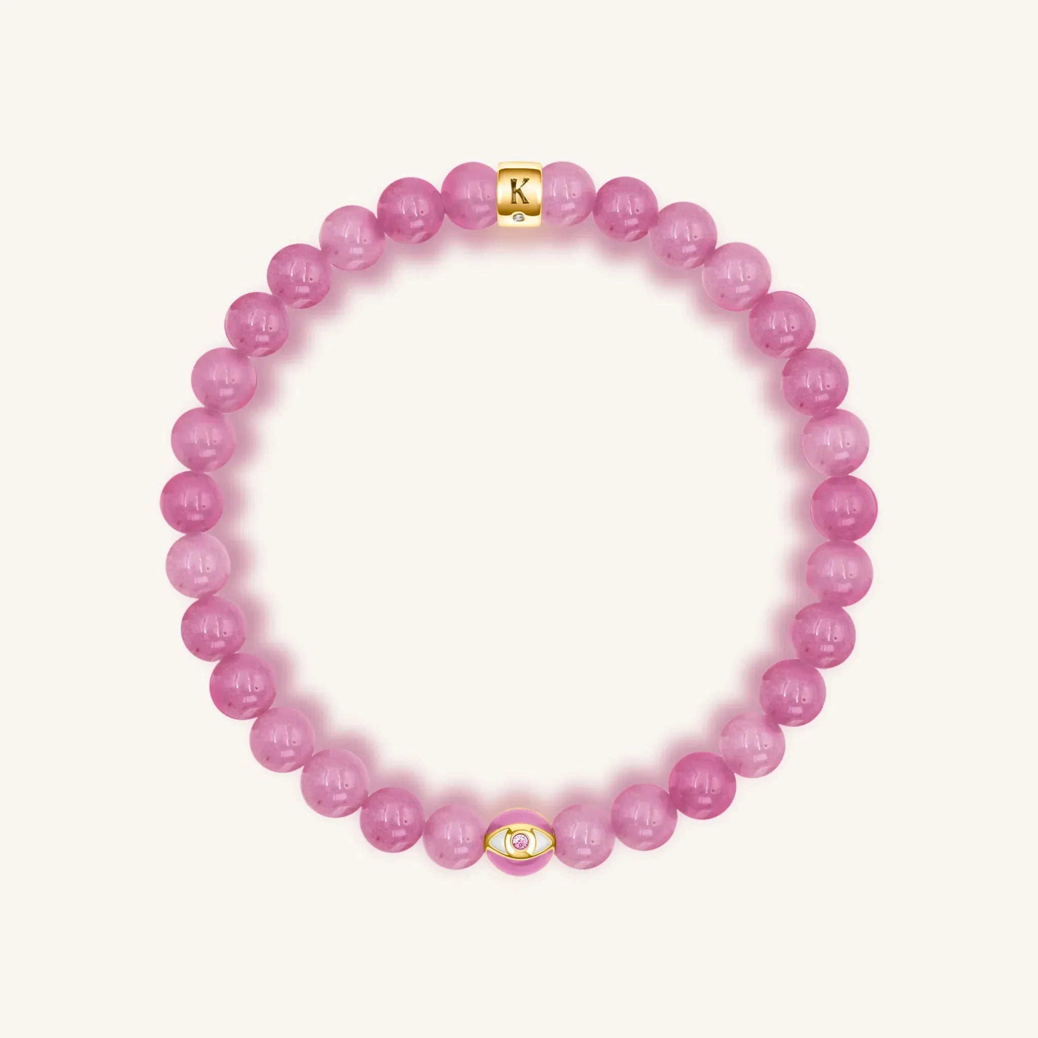 Genuine Peace - Pink Tourmaline October Birthstone Evil Eye Bracelet