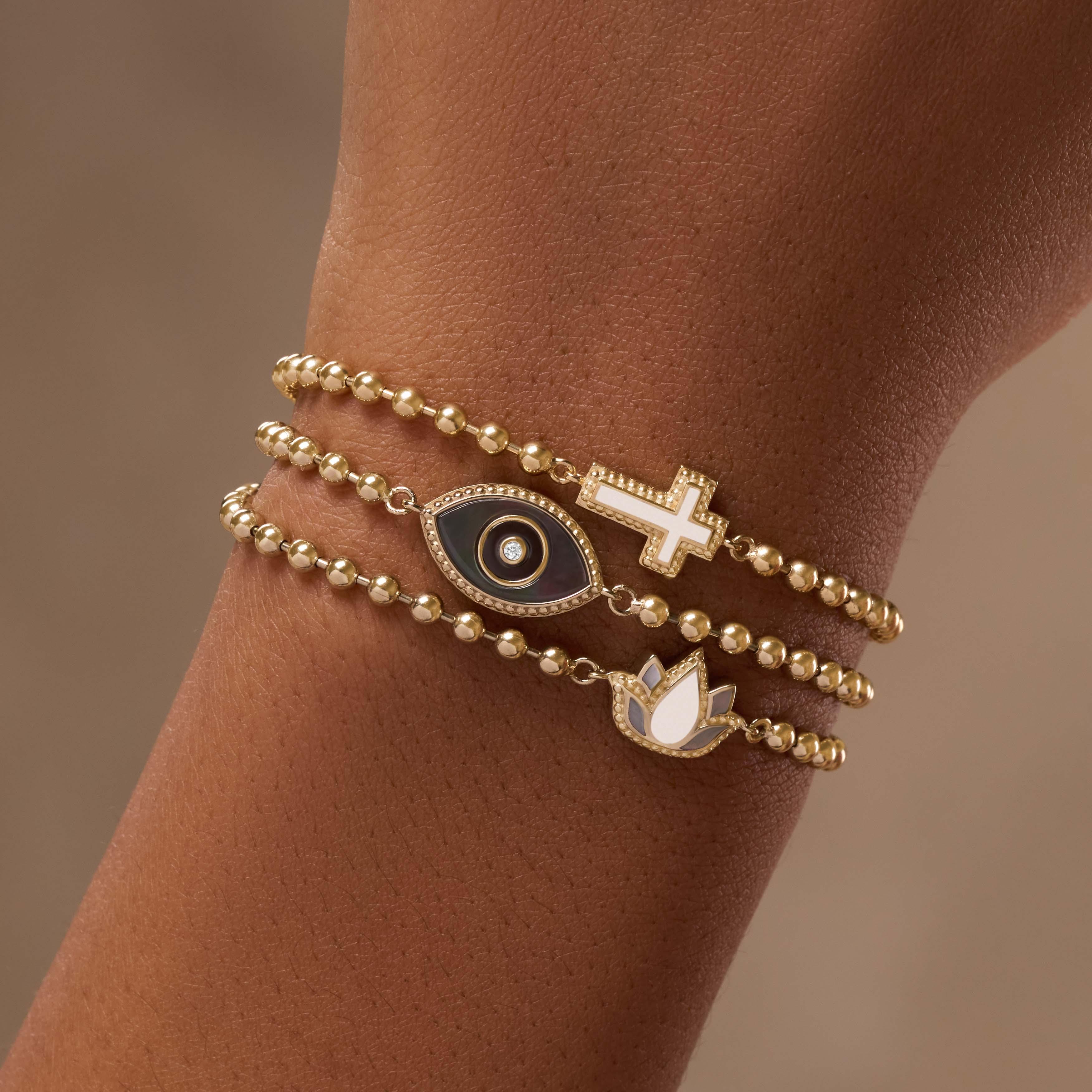 Sparkling Soul Mother of Pearl Cross Bracelet