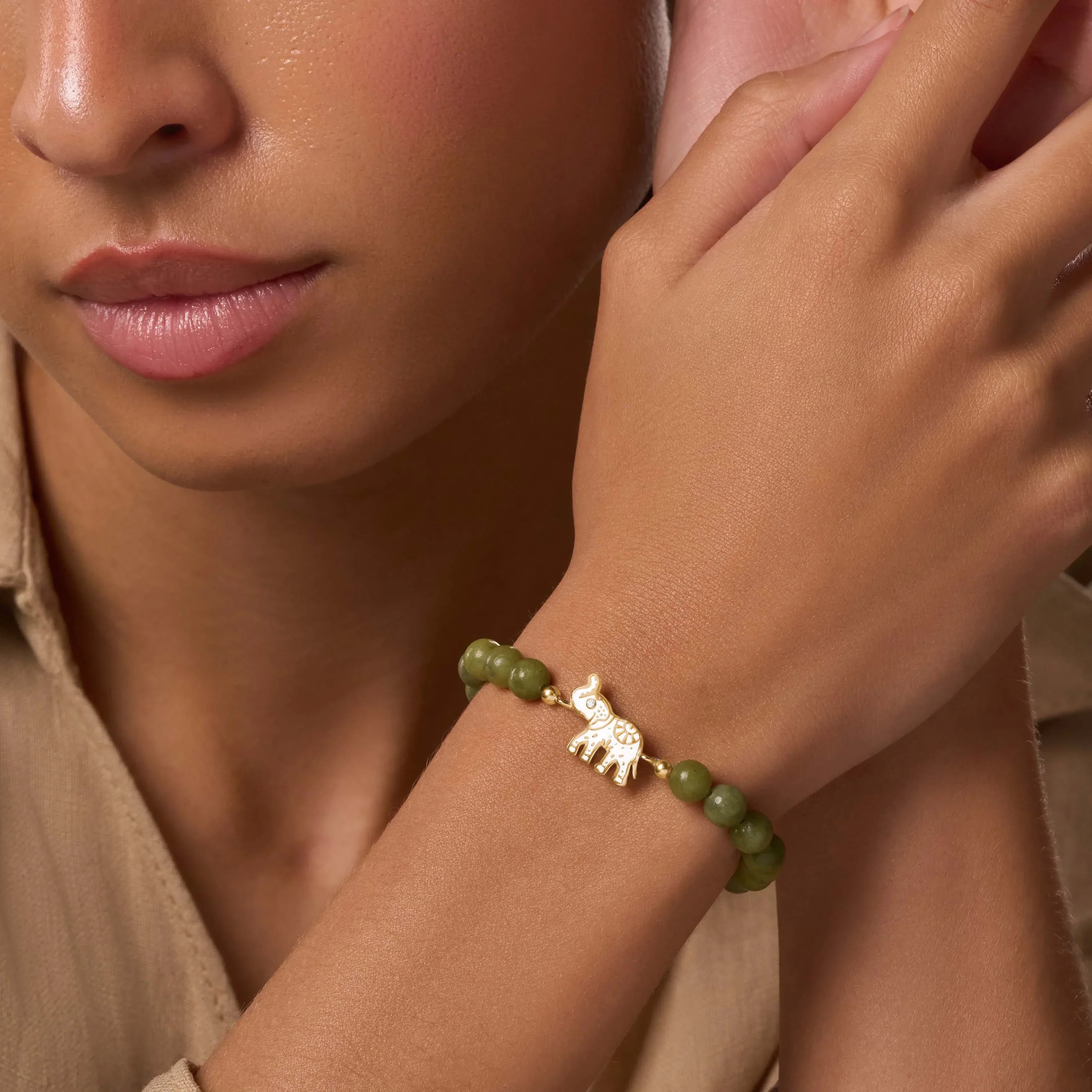 Grounded in Luck Jade Elephant Bracelet