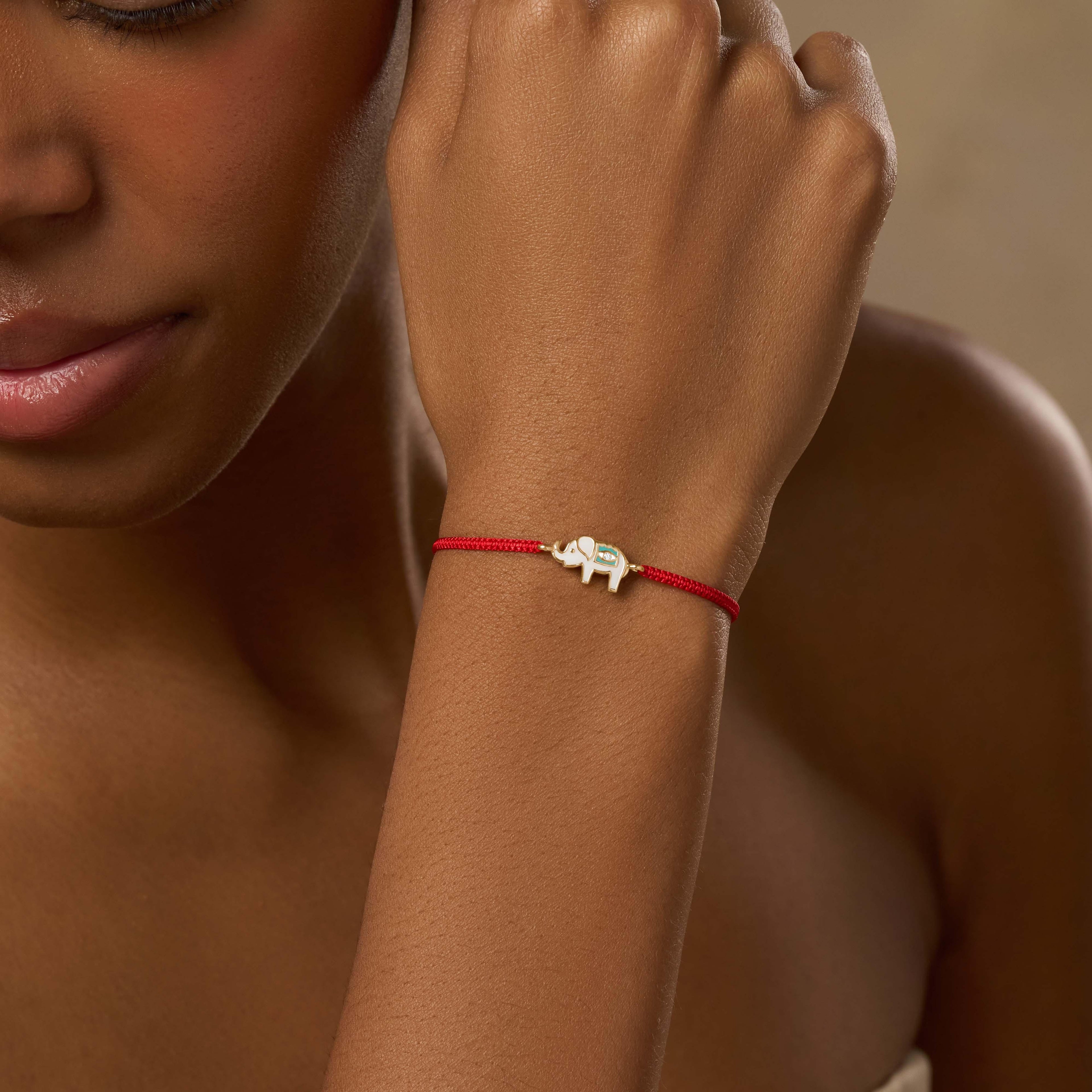 Spiritual Strength - Red String Elephant Charm Bracelet