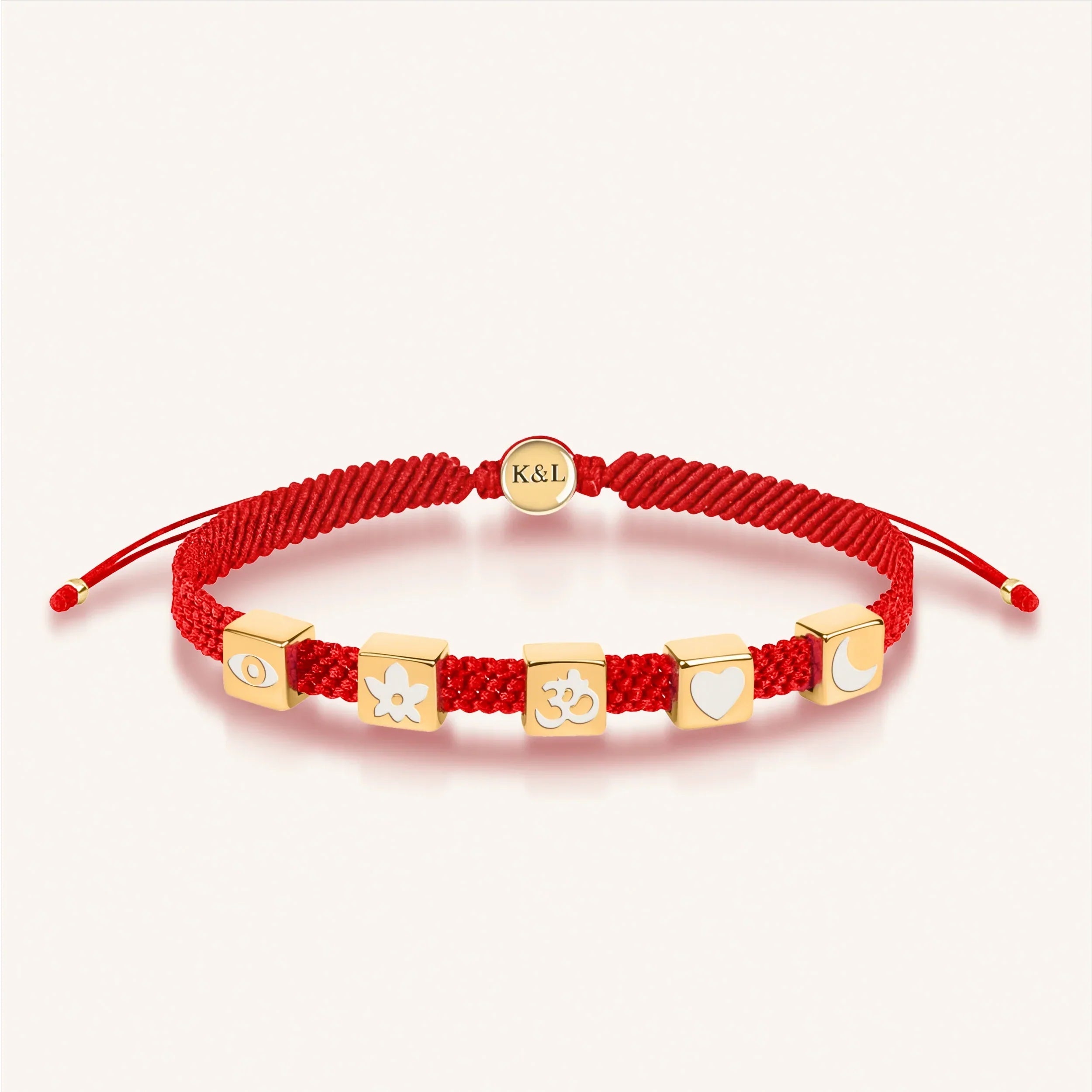 Seek Wisdom - Red String White Enamel Multi Charm Bracelet