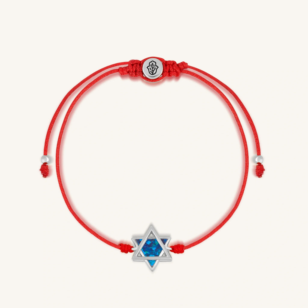 Evolved Soul Lab Blue Opal Star of David Red String Bracelet