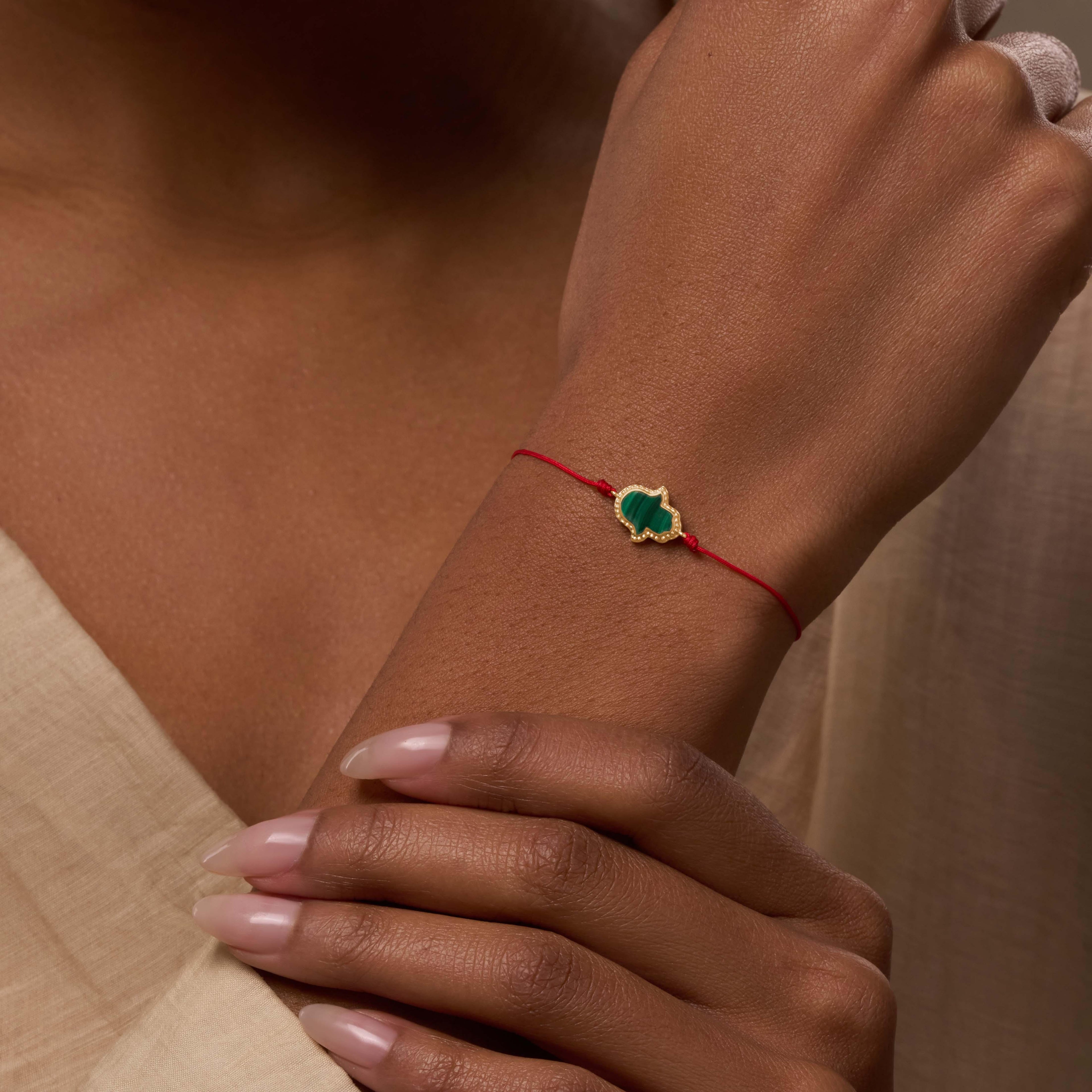 Gifted & Blessed Hamsa Malachite Red String Bracelet