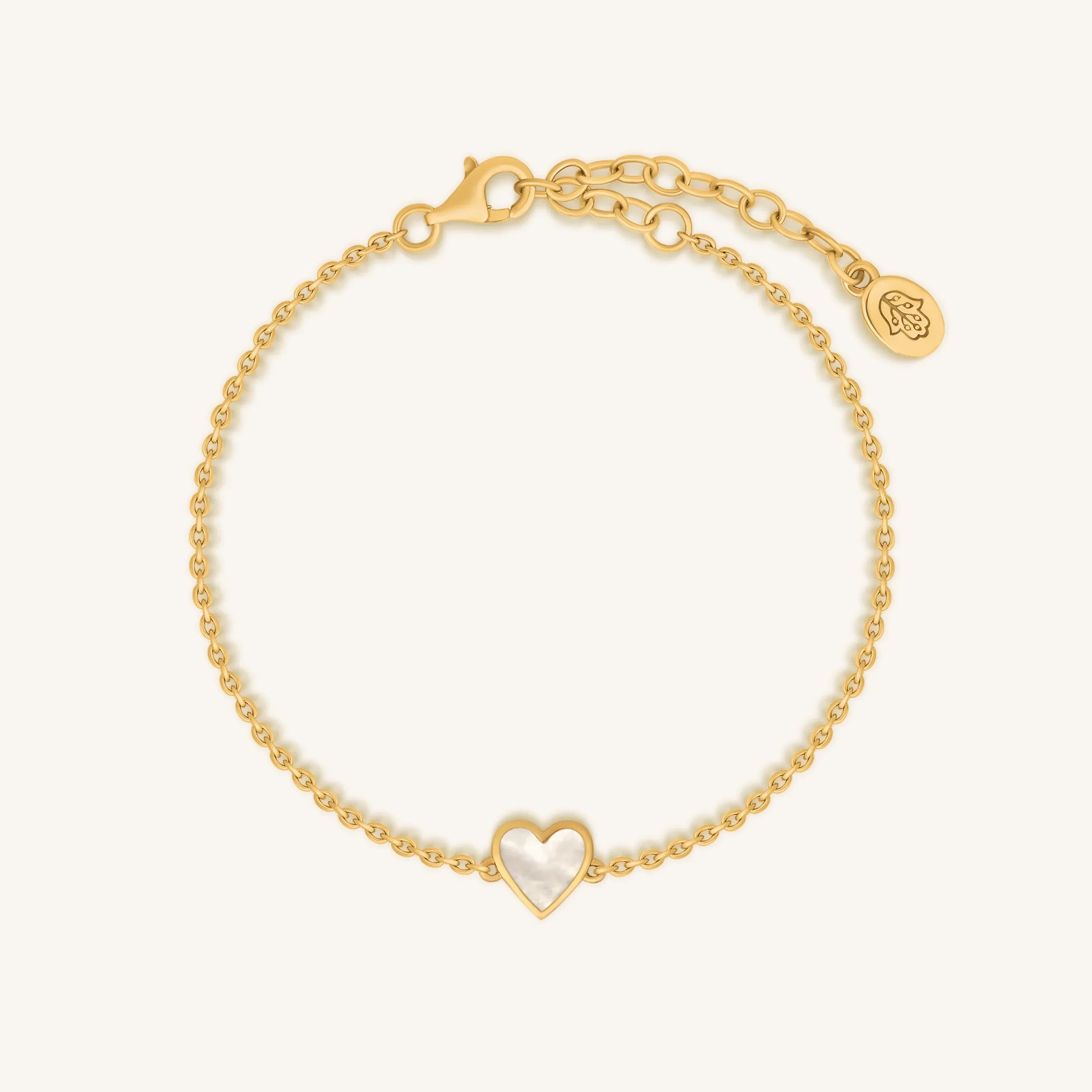 Harmonious Spirit Mother of Pearl Gold Heart Bracelet