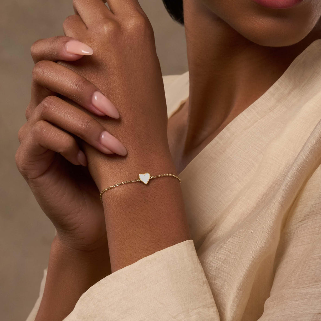 Harmonious Spirit Mother of Pearl Gold Heart Bracelet