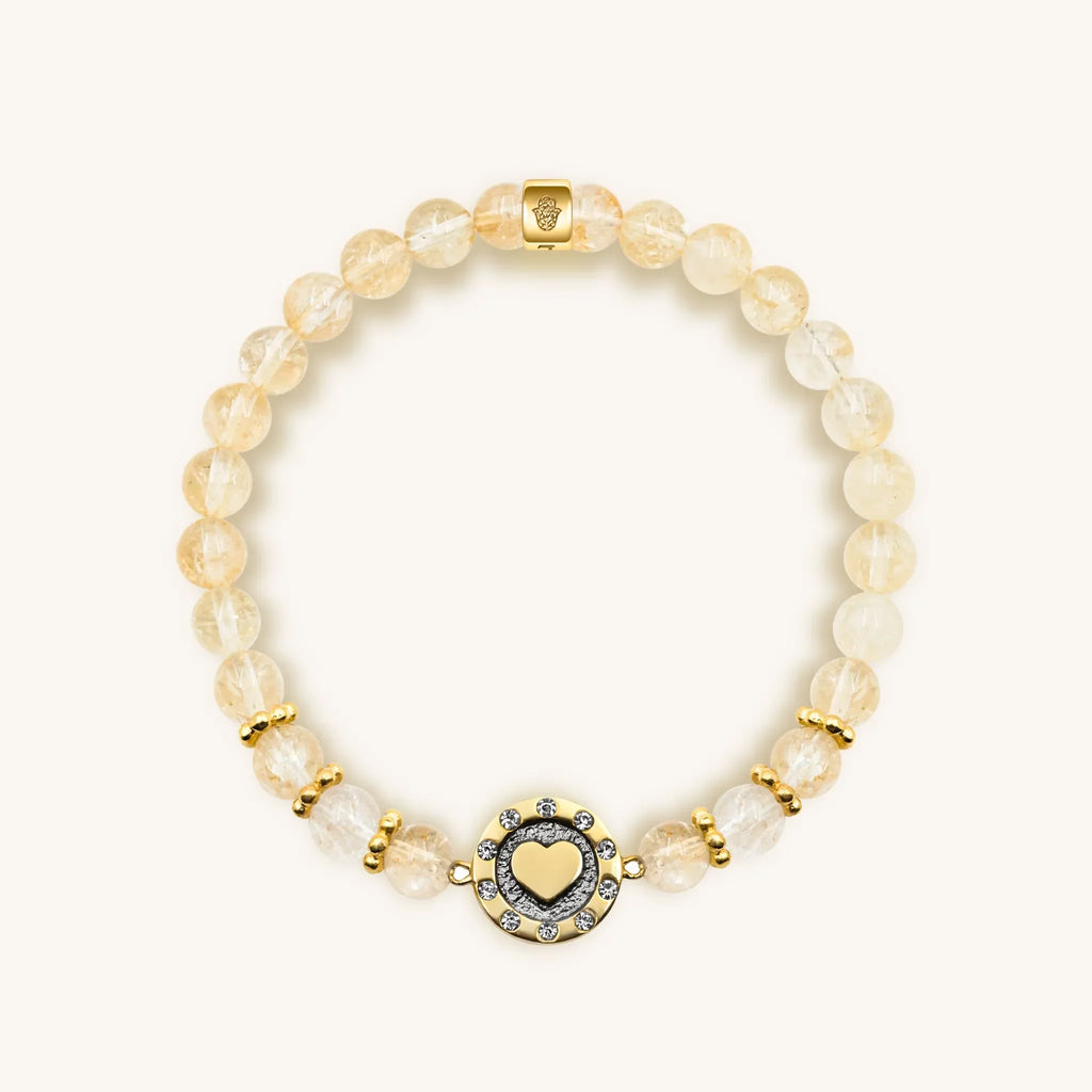 Joyful Heart - Citrine Heart Charm Bracelet