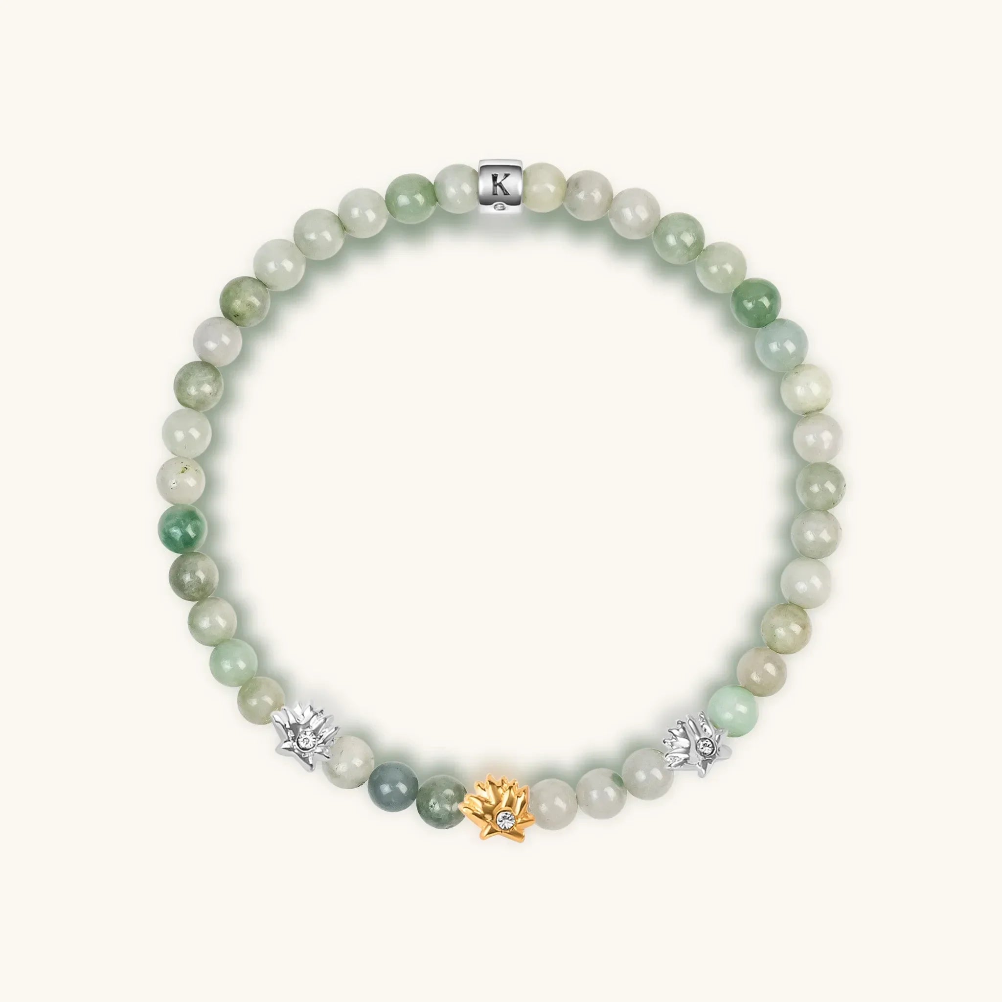 Limitless Potential Jade Stone Lotus Charm Bracelet