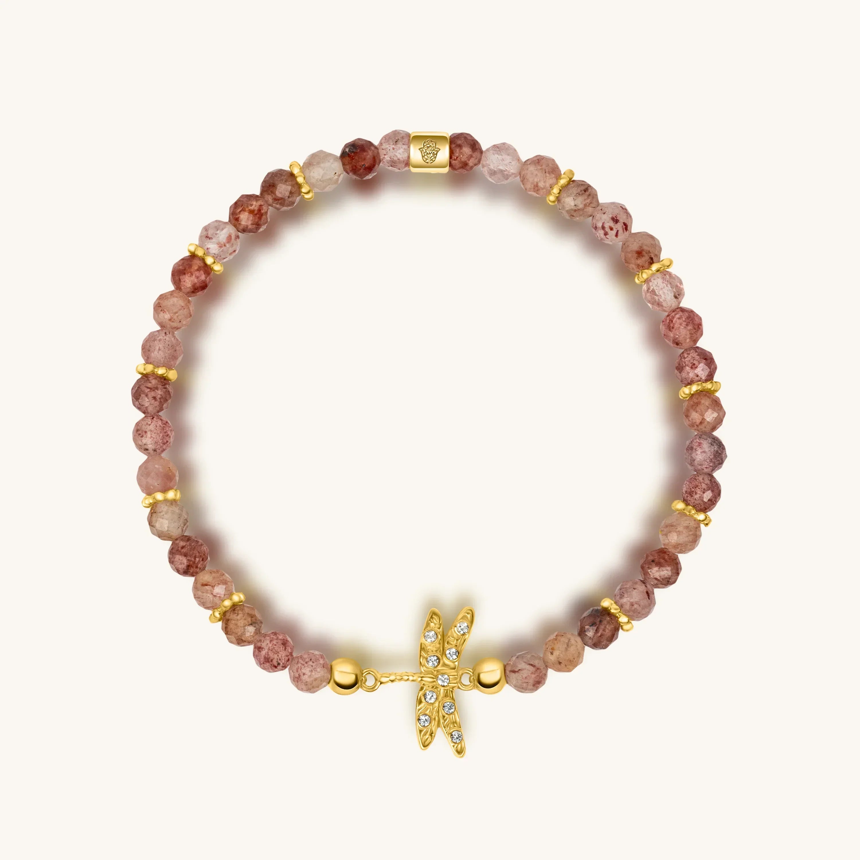 Purposeful Life Strawberry Quartz Dragonfly Bracelet