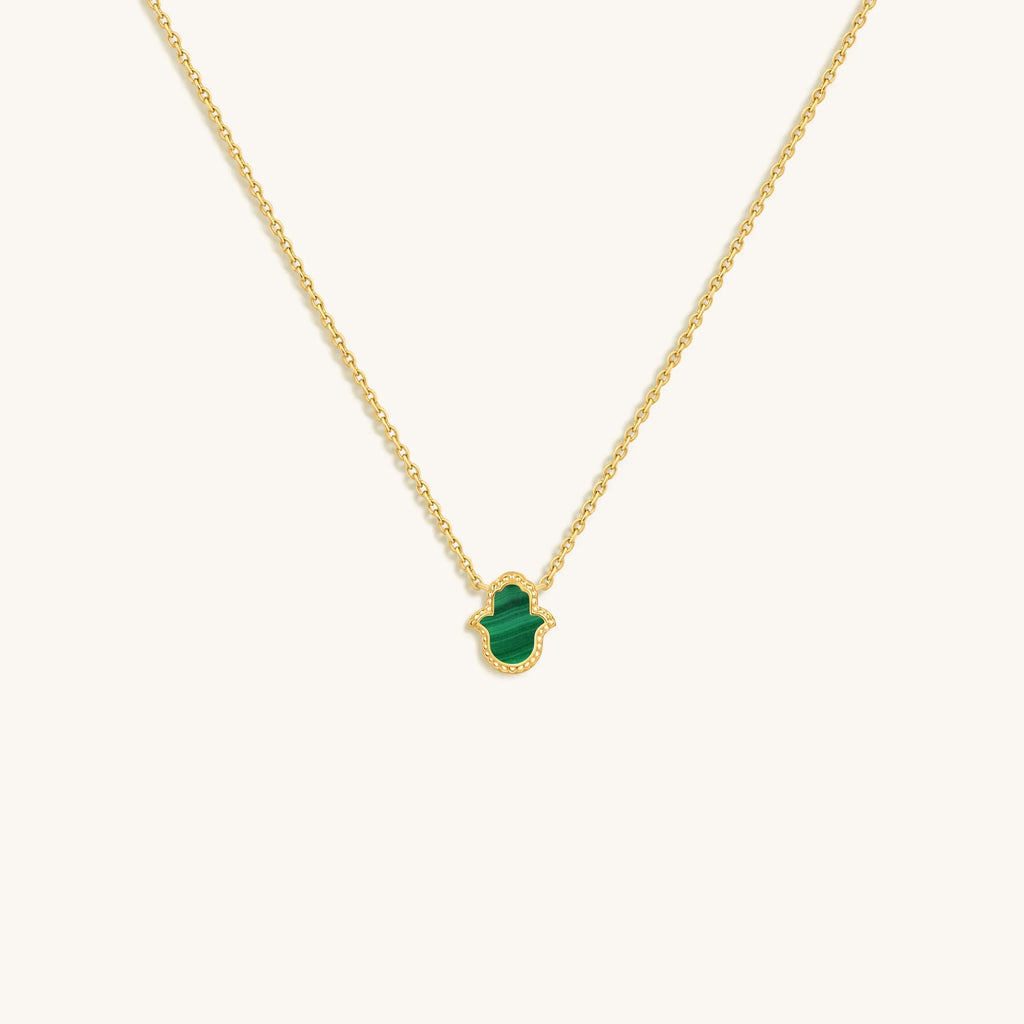 Honest & Bright Malachite Hamsa Gold Necklace