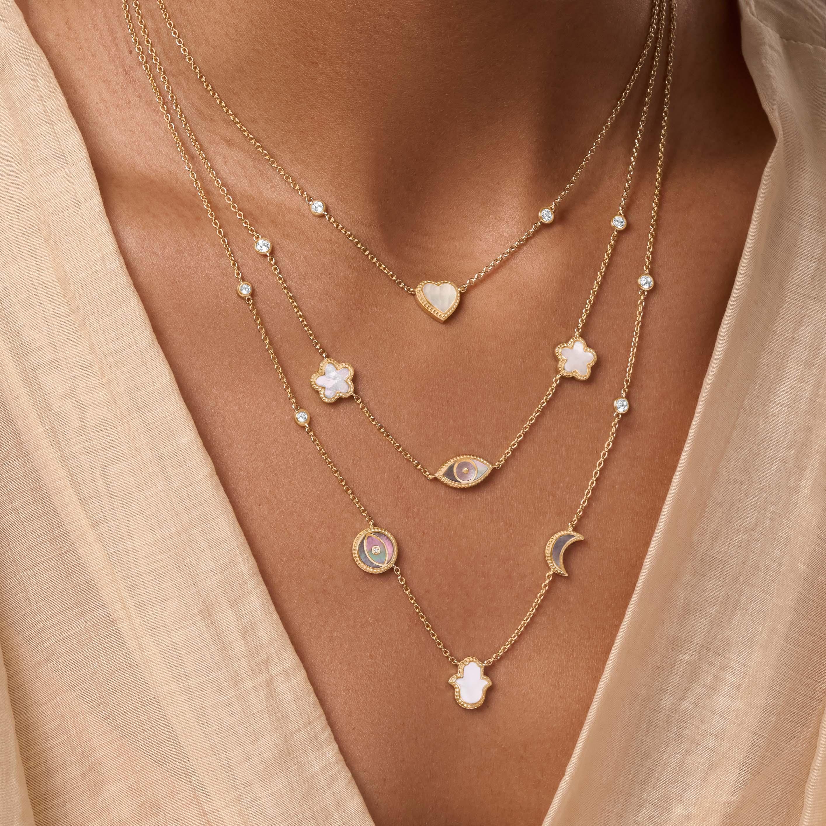 Spirit’s Transformation Multi-Symbol Mother of Pearl Layered Necklace