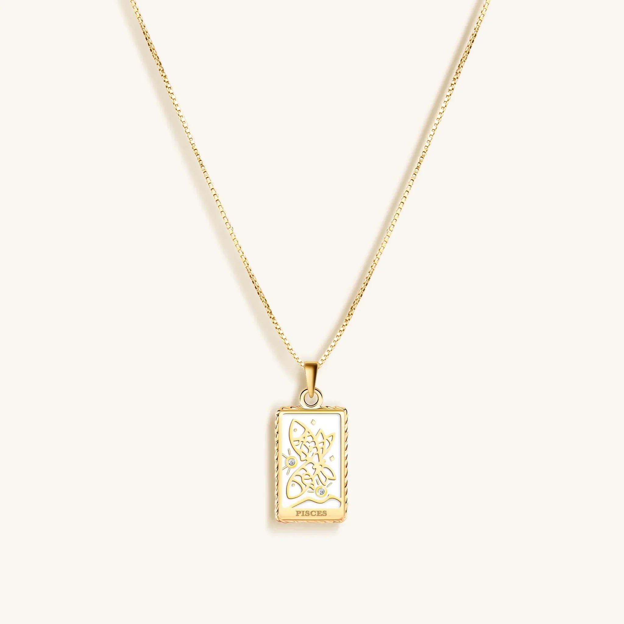 Compassionate Approach - White Enamel Pisces Card Necklace