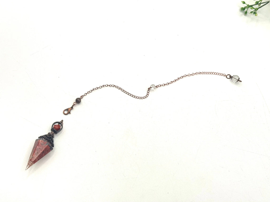 Red Jasper Gemstone Chips w/ Copper in Resin Pendulum
