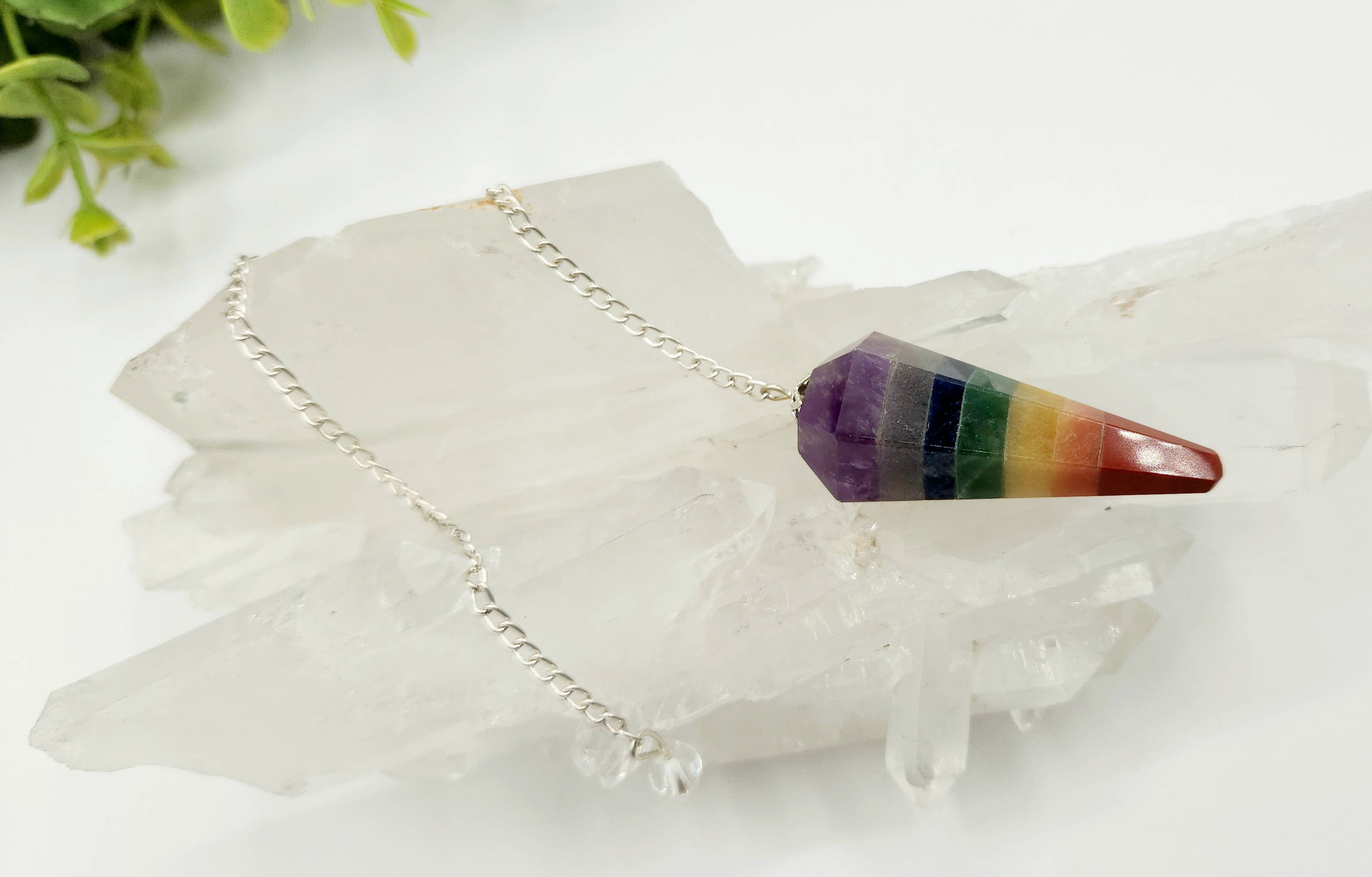 Seven Chakra Pendulum w/Silver Color Chain