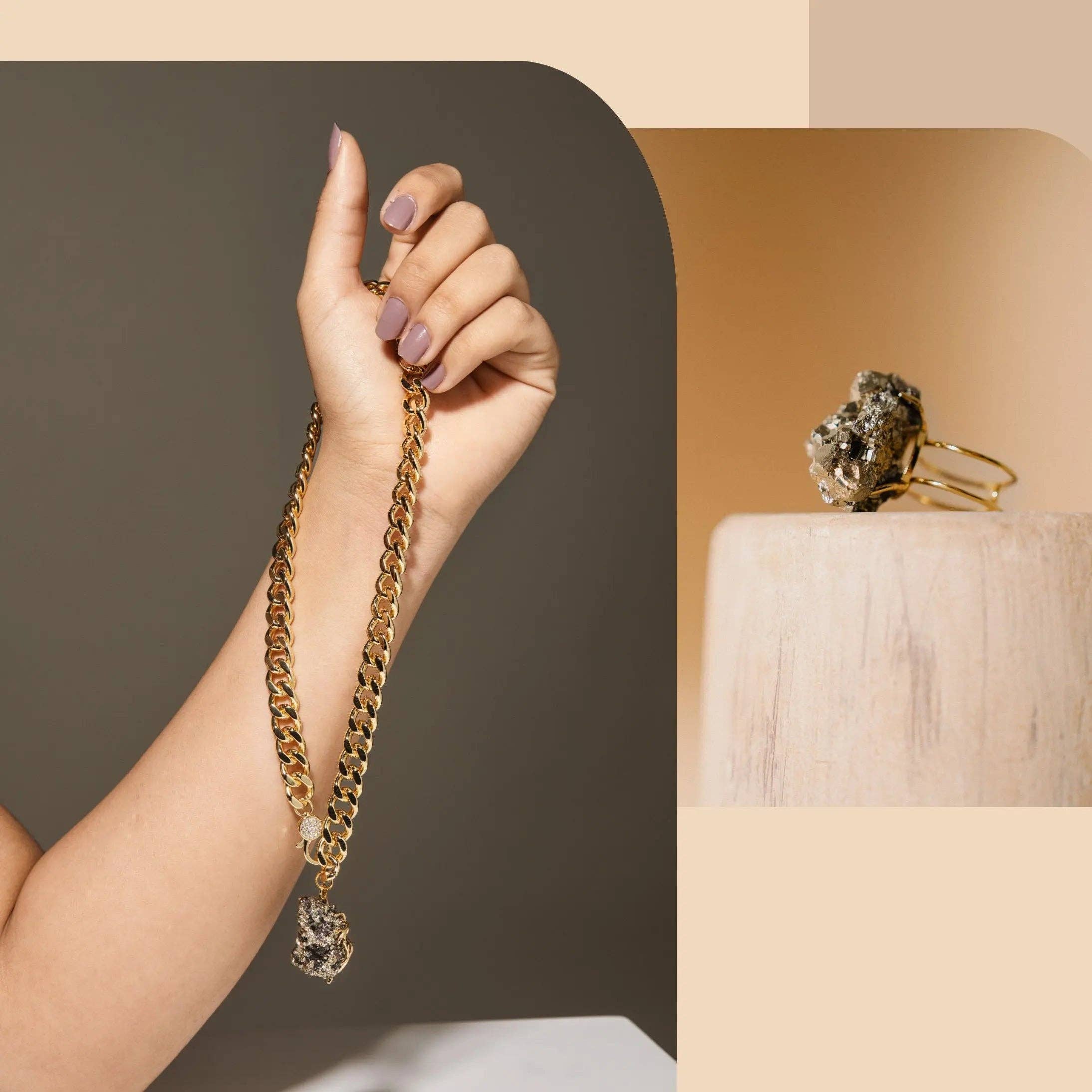 Collar de Pirita, Joyería de Oro, Regalo de Buena Suerte