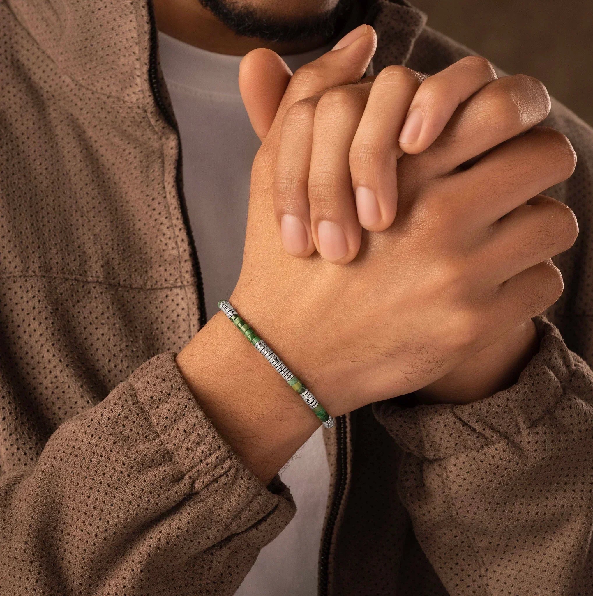 Quiet Strength - Jade Heishi Mantra Bracelet