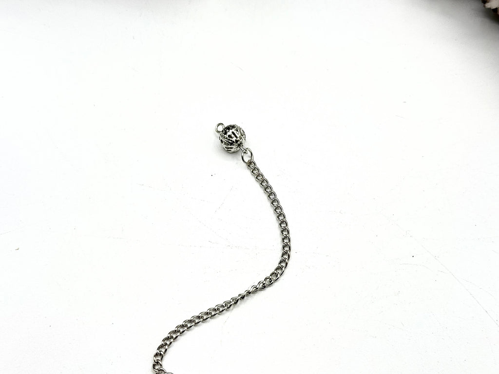 Black Obsidian Double Cap Pendulum with Silver Plate Chain